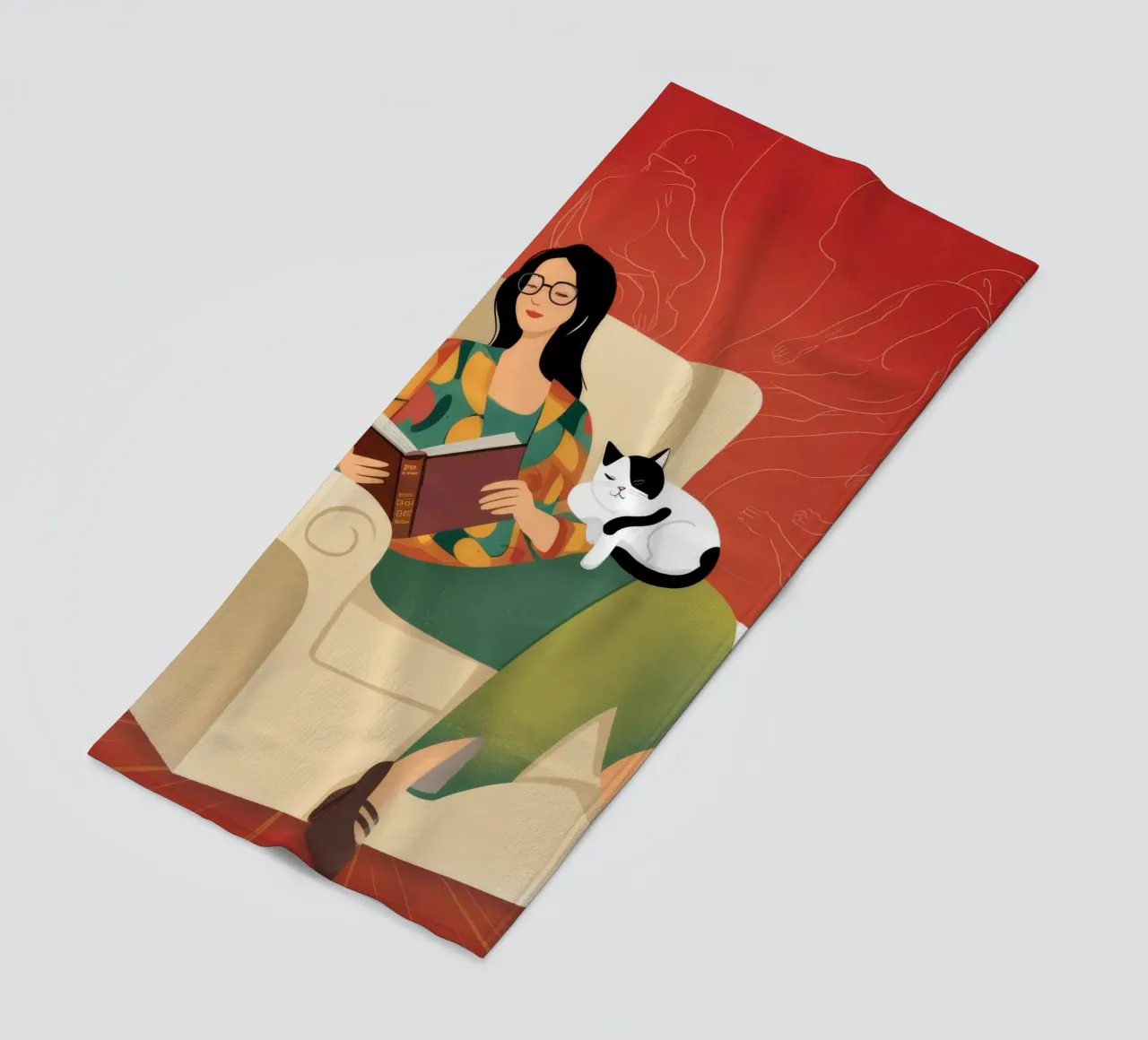 Relaxing with Cat beach towel by Atelier Tiga