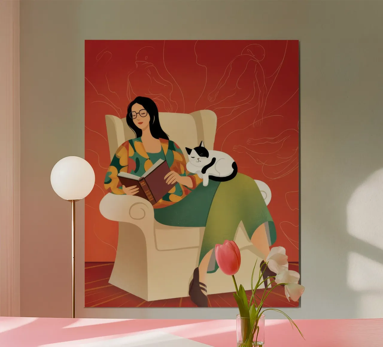 Rilassarsi con il gatto poster con telaio in plastica da Atelier Tiga