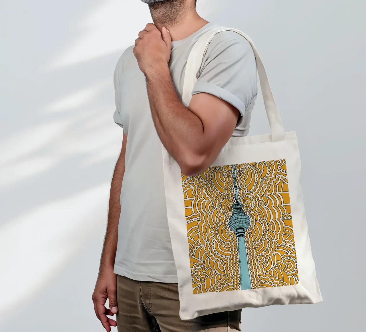 Orange Fernsehturm Drawing Meditation borsa in juta da KP Design