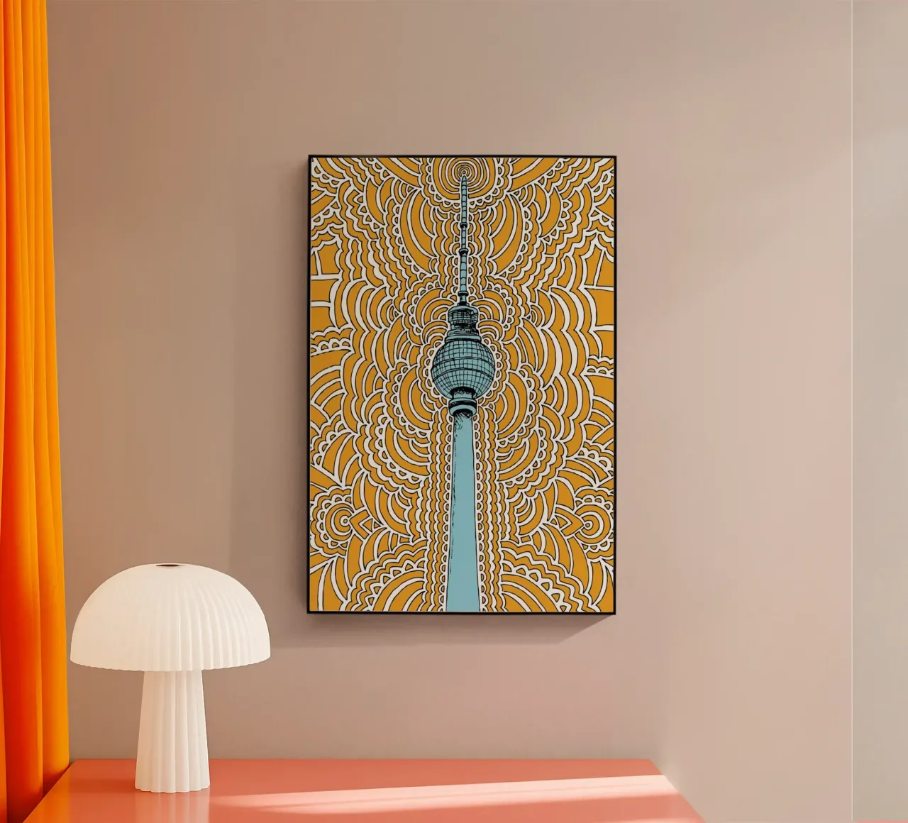 Orange Fernsehturm Drawing Meditation plexiglass da KP Design