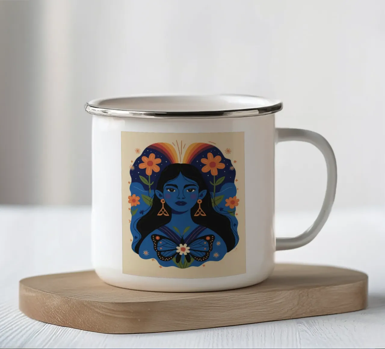 Mystical Butterfly Serenade enamel mug by Atelier Tiga