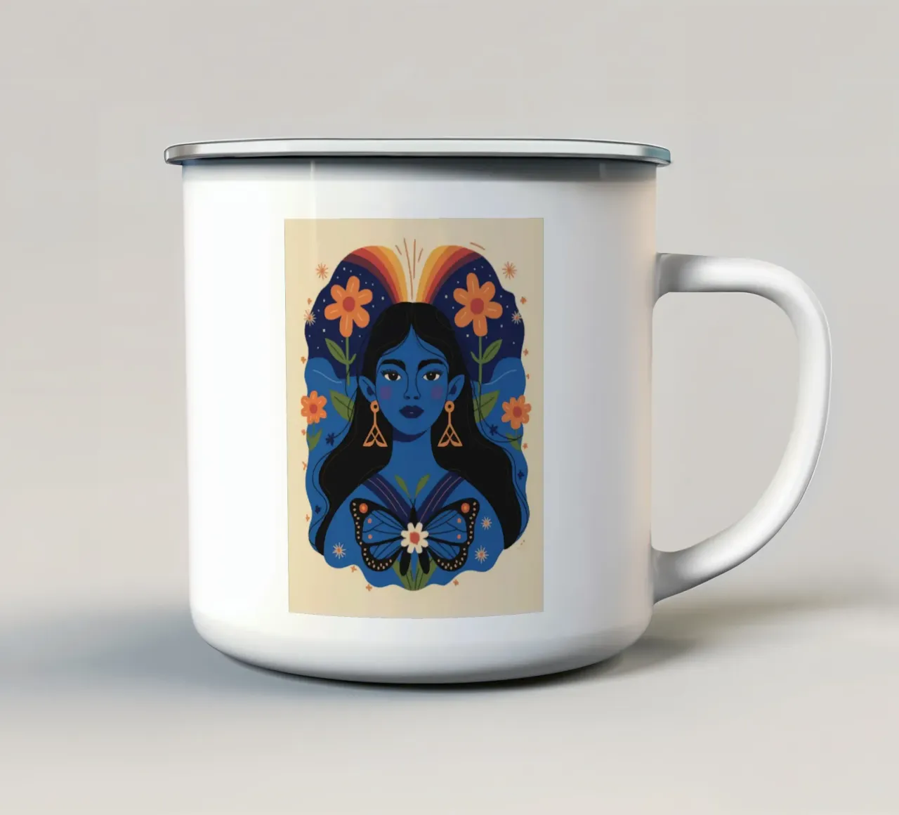 Mystical Butterfly Serenade enamel mug by Atelier Tiga