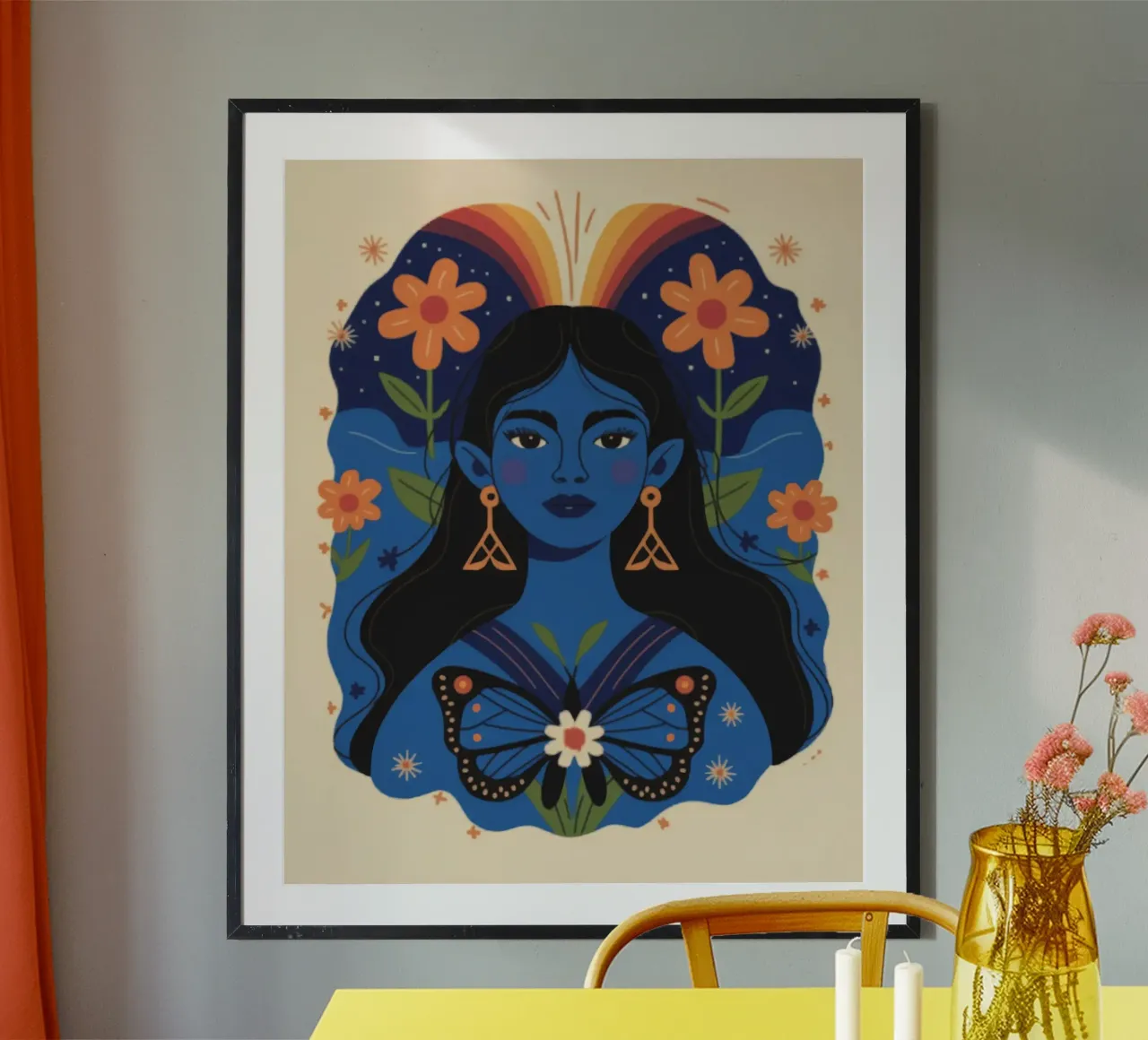 Serenata mistica delle farfalle poster con telaio in alluminio da Atelier Tiga