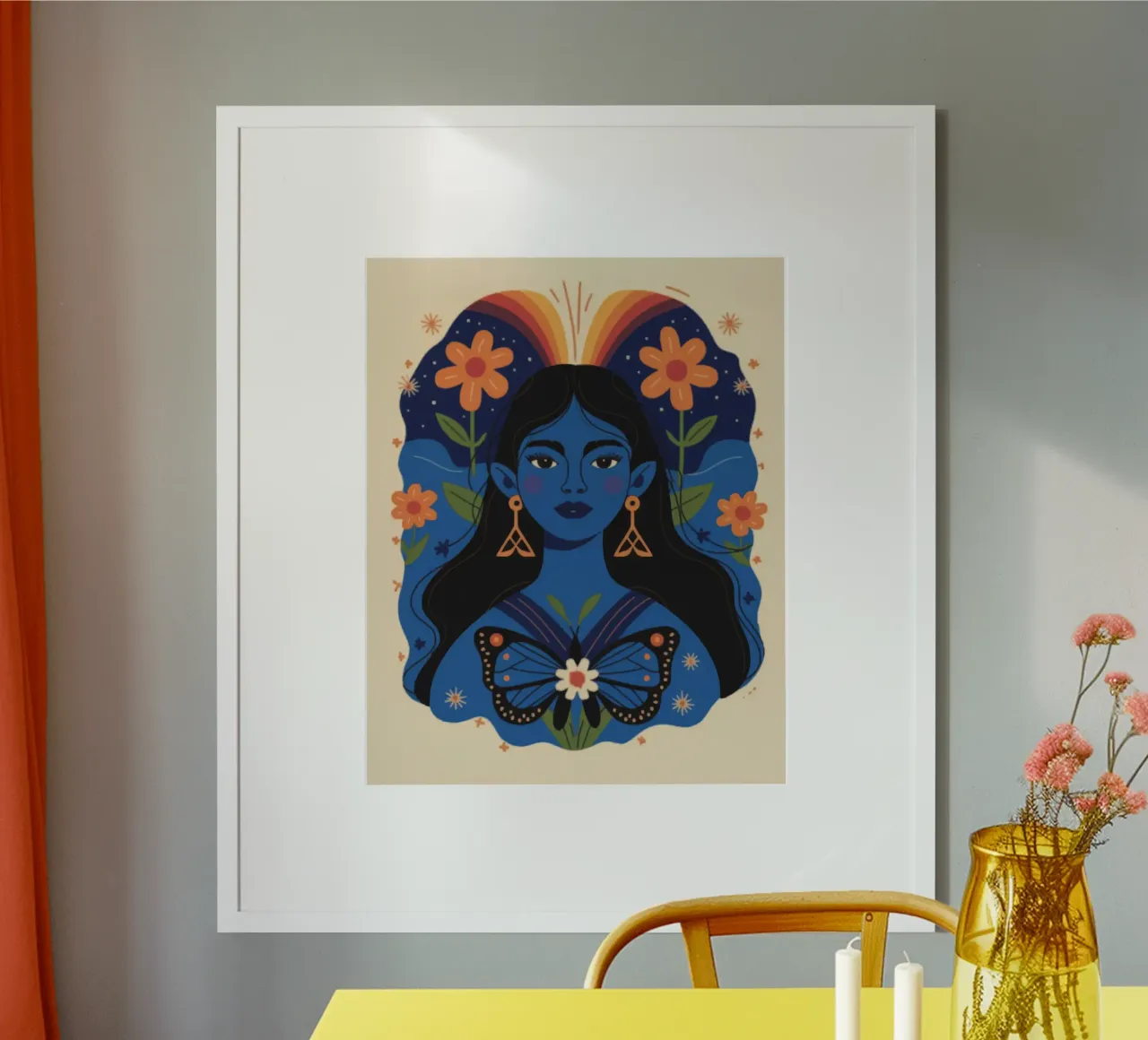 Serenata mistica delle farfalle poster con telaio in alluminio da Atelier Tiga