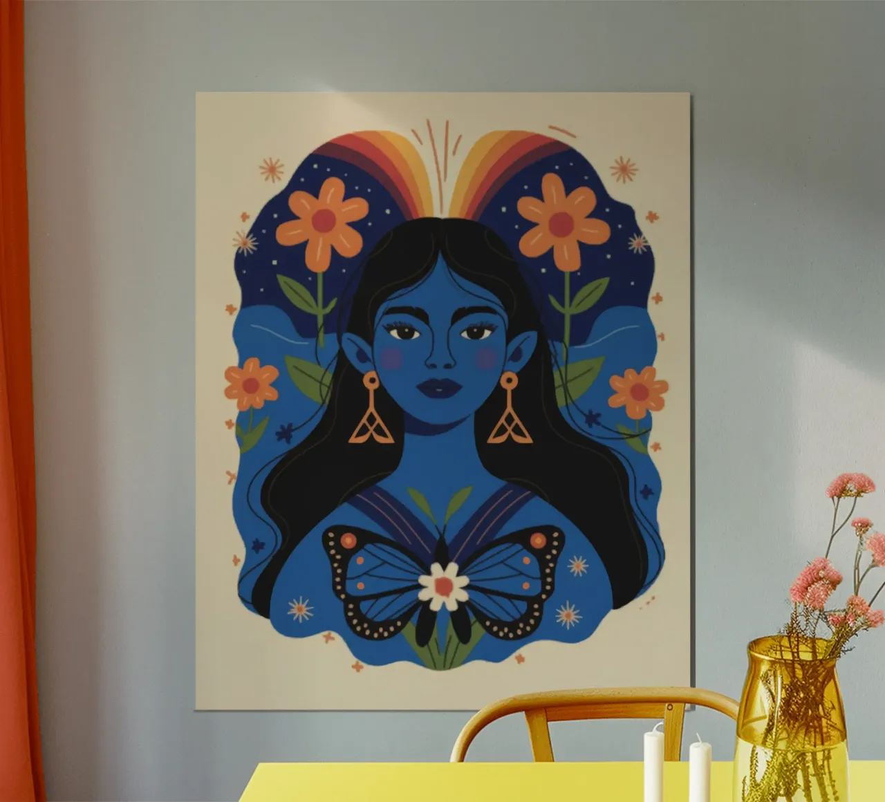 Serenata mistica delle farfalle poster con telaio in alluminio da Atelier Tiga