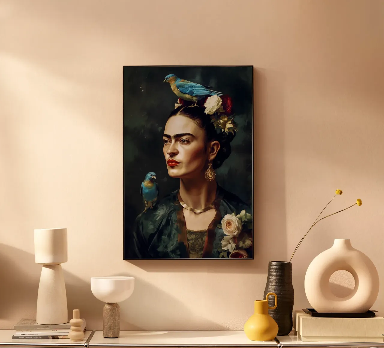 Frida Kahlo, Amore per gli uccelli pannello forex da Carinaprint