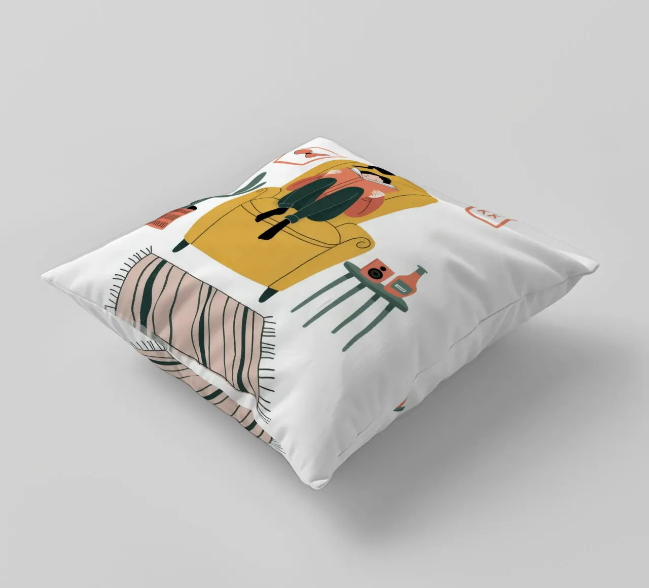 Contemplative Cat Companion decorative cushion by Atelier Tiga