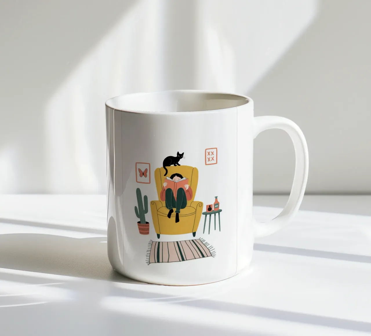 Compagno contemplativo del gatto tazza in ceramica da Atelier Tiga