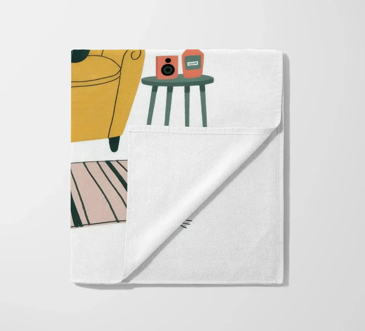 Contemplative Cat Companion beach towel by Atelier Tiga