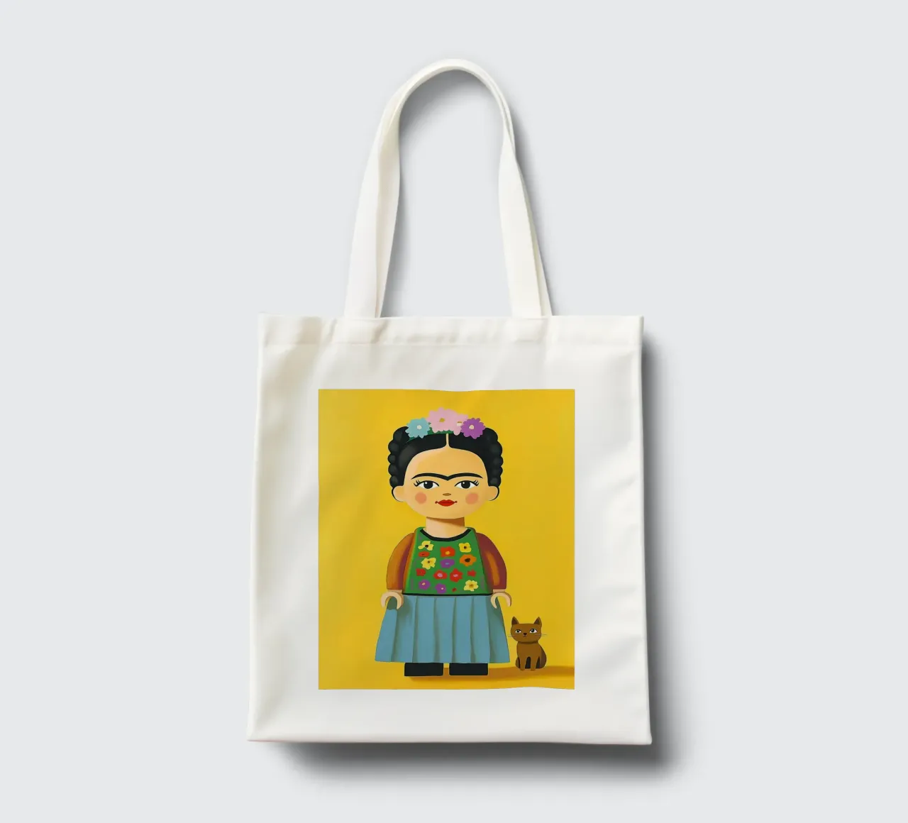 Small Frida figure tote bag by Carinaprint