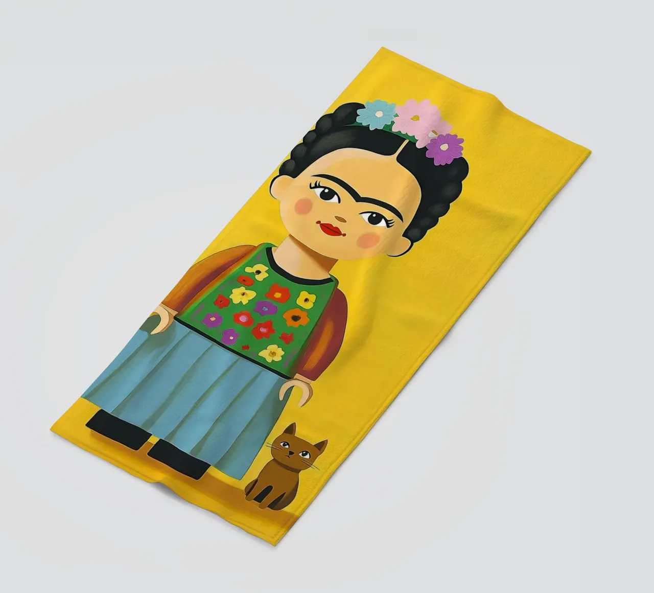 Small Frida figure beach towel by Carinaprint