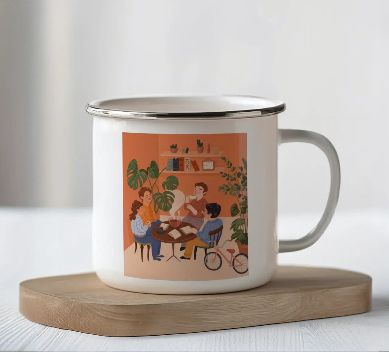 Family Game Gathering enamel mug by Atelier Tiga