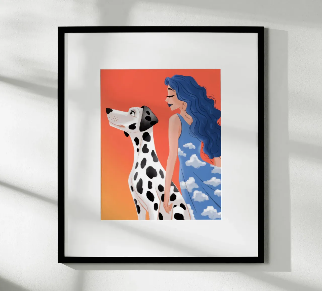 Elegante duo dalmata poster con telaio in legno da Atelier Tiga