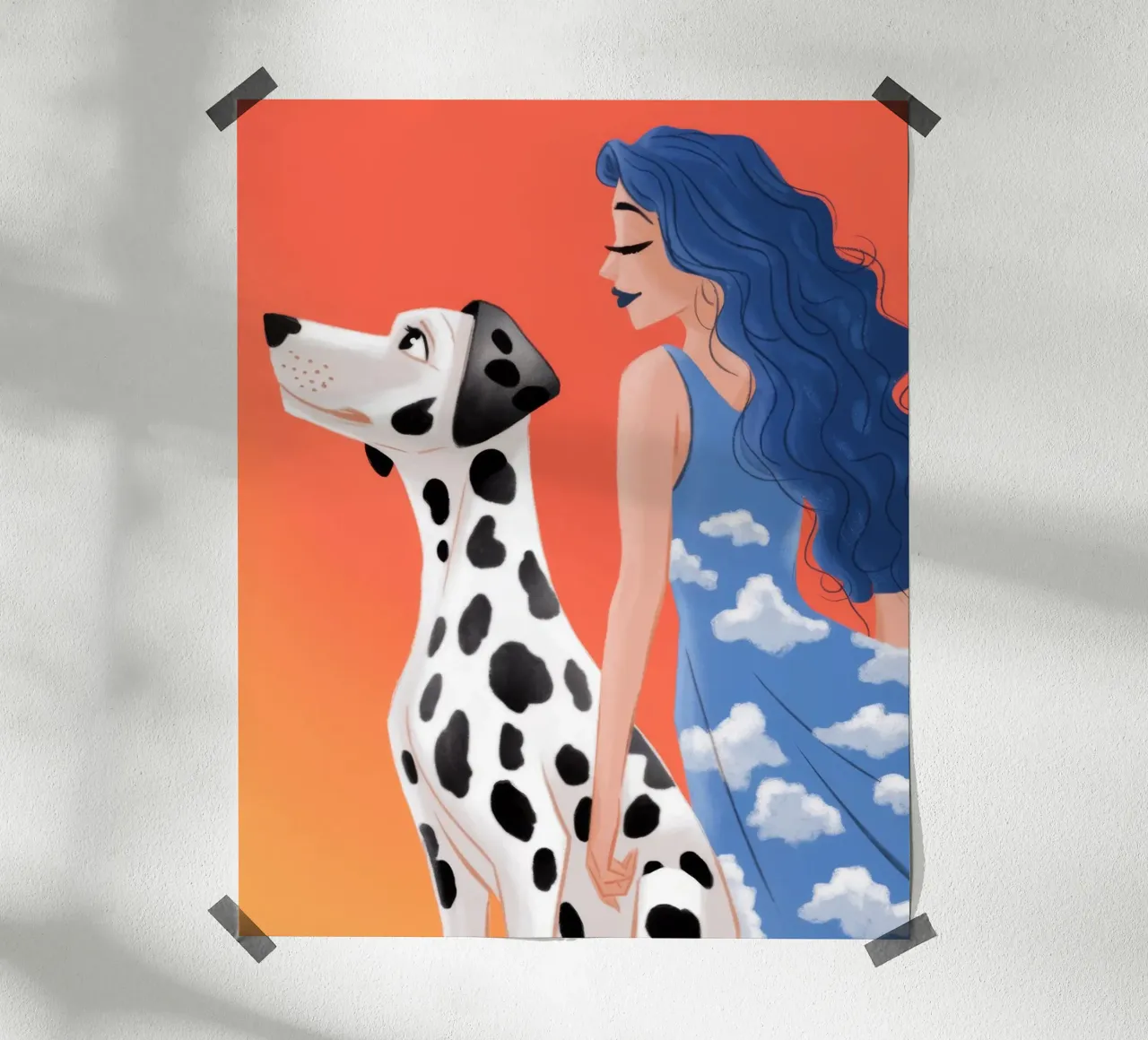 Elegante duo dalmata poster con telaio in legno da Atelier Tiga