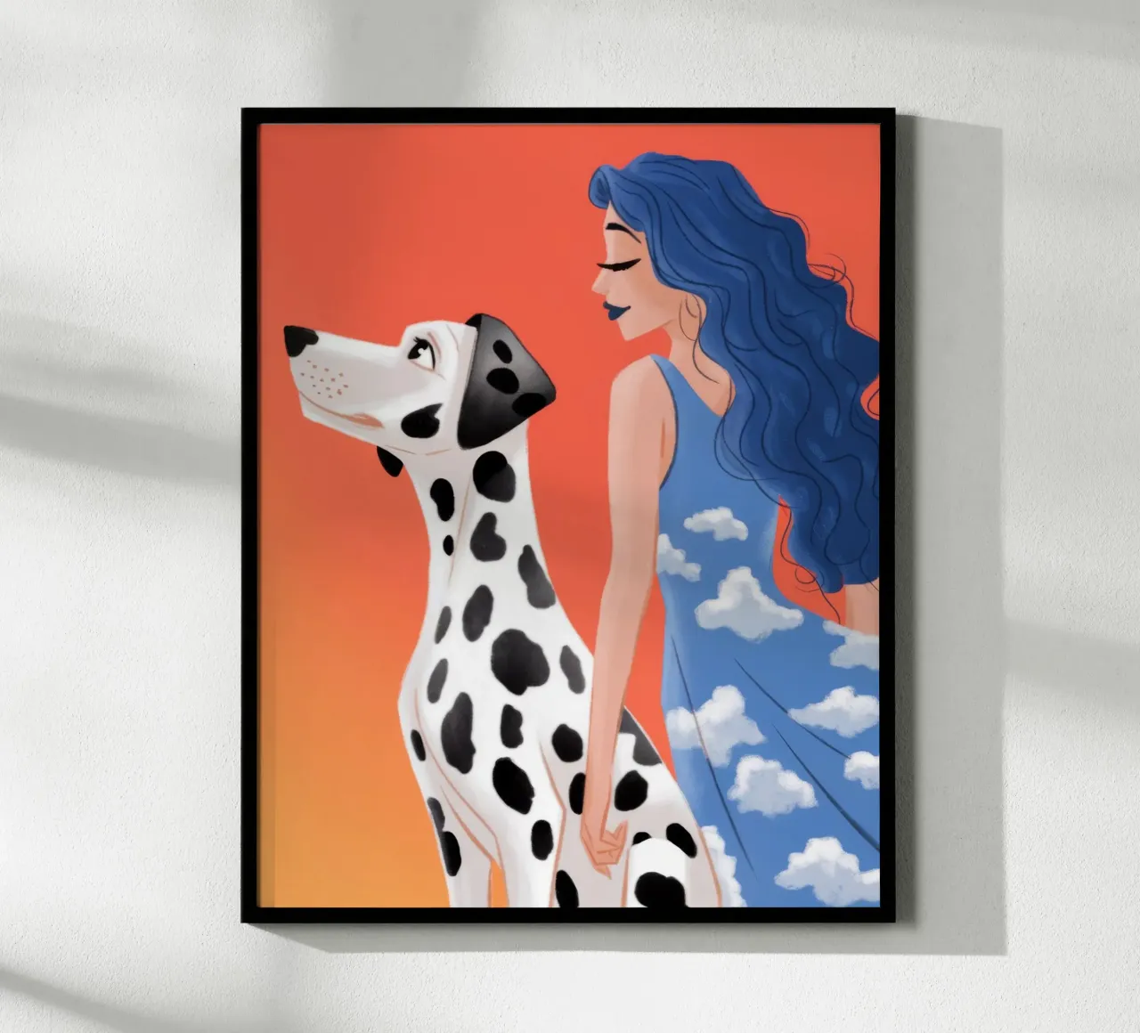 Elegante duo dalmata poster con telaio in legno da Atelier Tiga