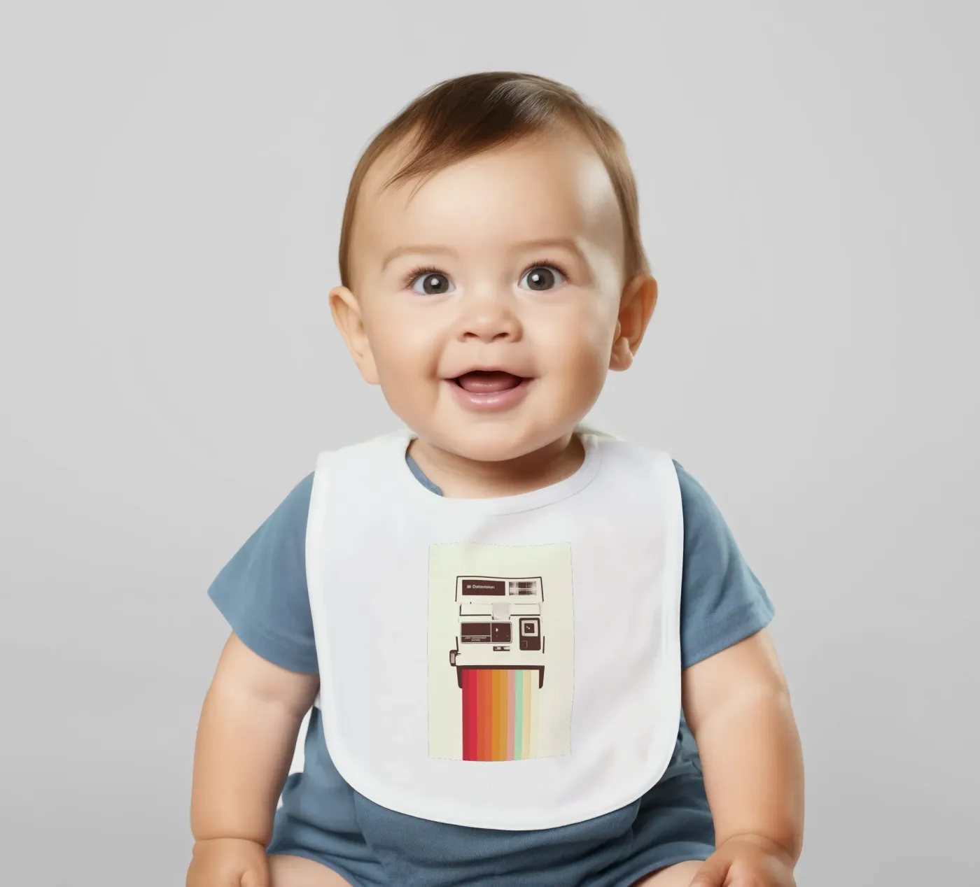 Instant Camera Rainbow baby bib by Florent Bodart