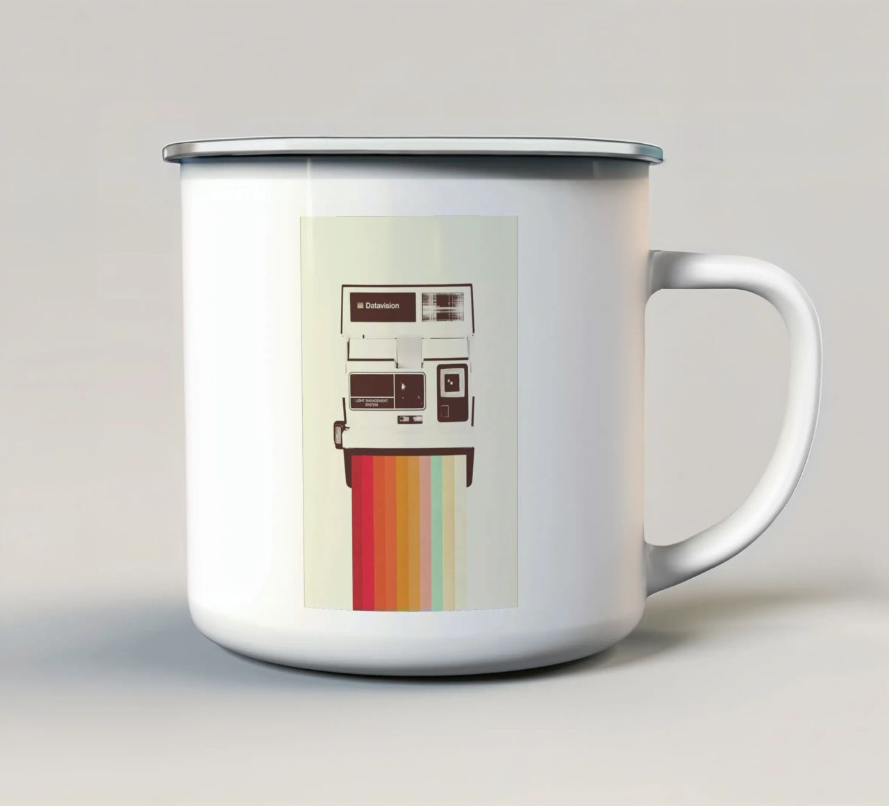 Instant Camera Rainbow tazza in smalto da Florent Bodart