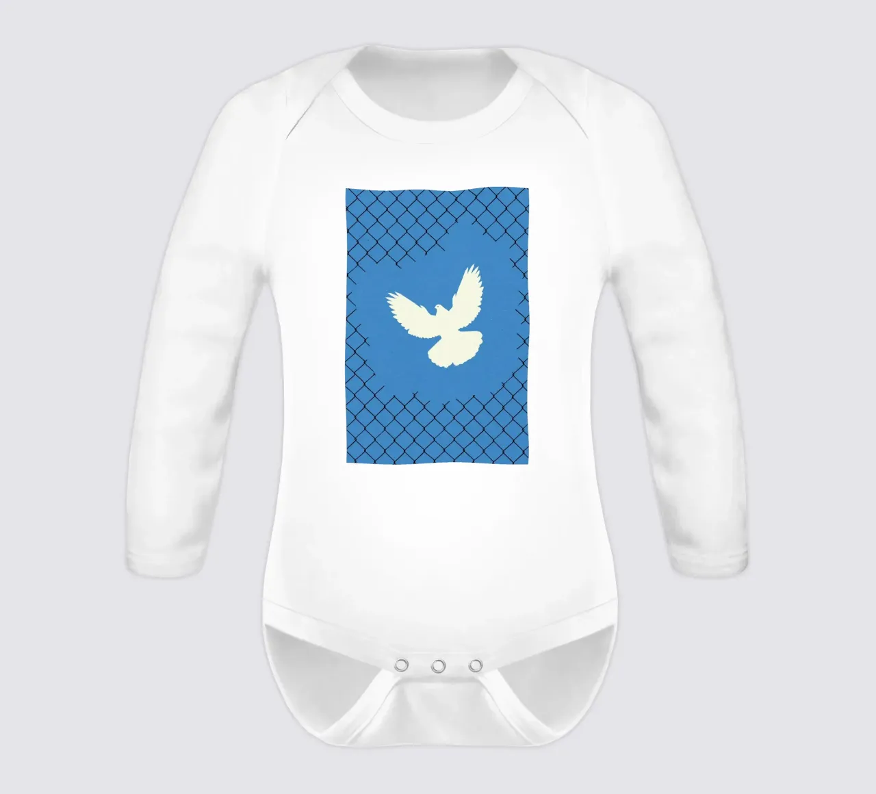 Free As A Bird long-sleeve baby romper by Rosi Feist