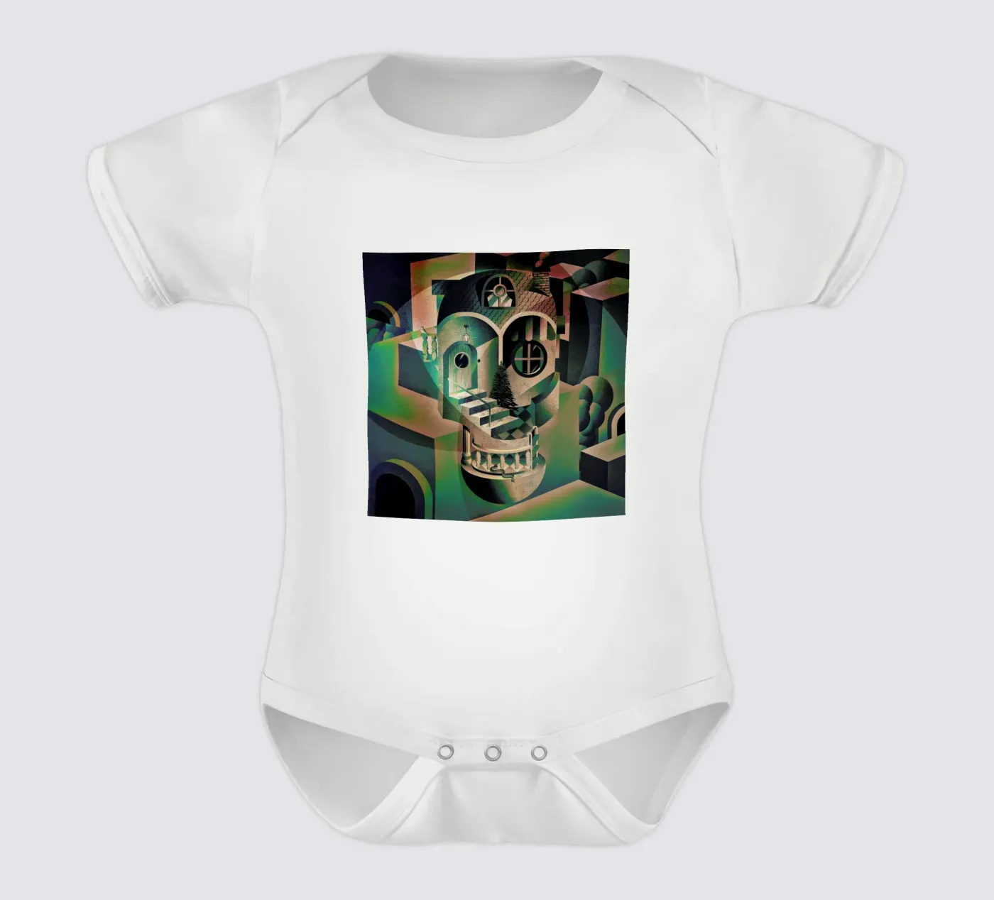 Utopia short-sleeve baby romper by Ali Gulec