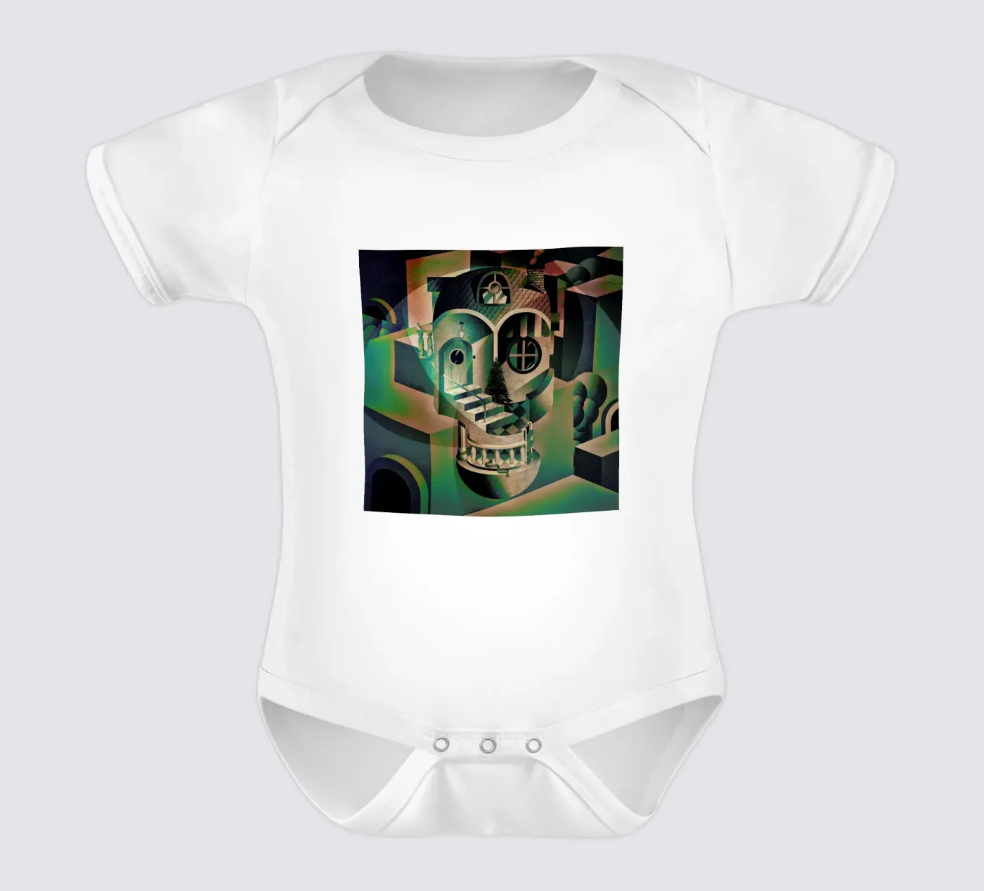 Utopia short-sleeve baby romper by Ali Gulec