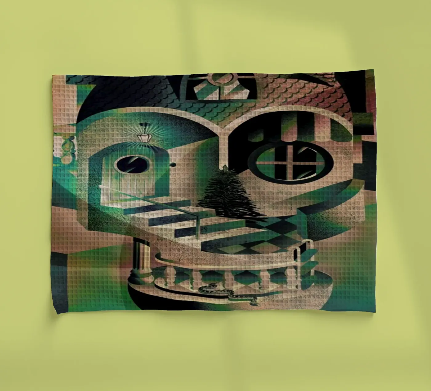 Utopia tea towel by Ali Gulec