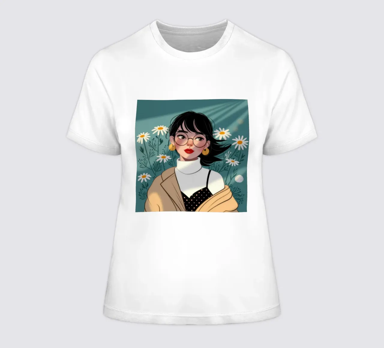 Champ de marguerites tranquille t-shirt ajusté pour femmes de Atelier Tiga