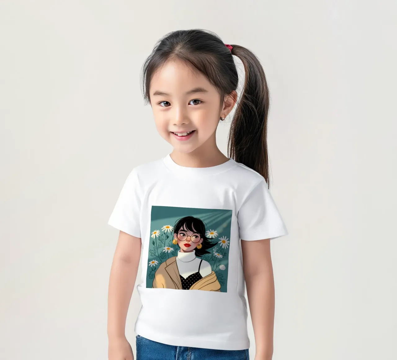 Tranquil Daisy Field kids t-shirt by Atelier Tiga