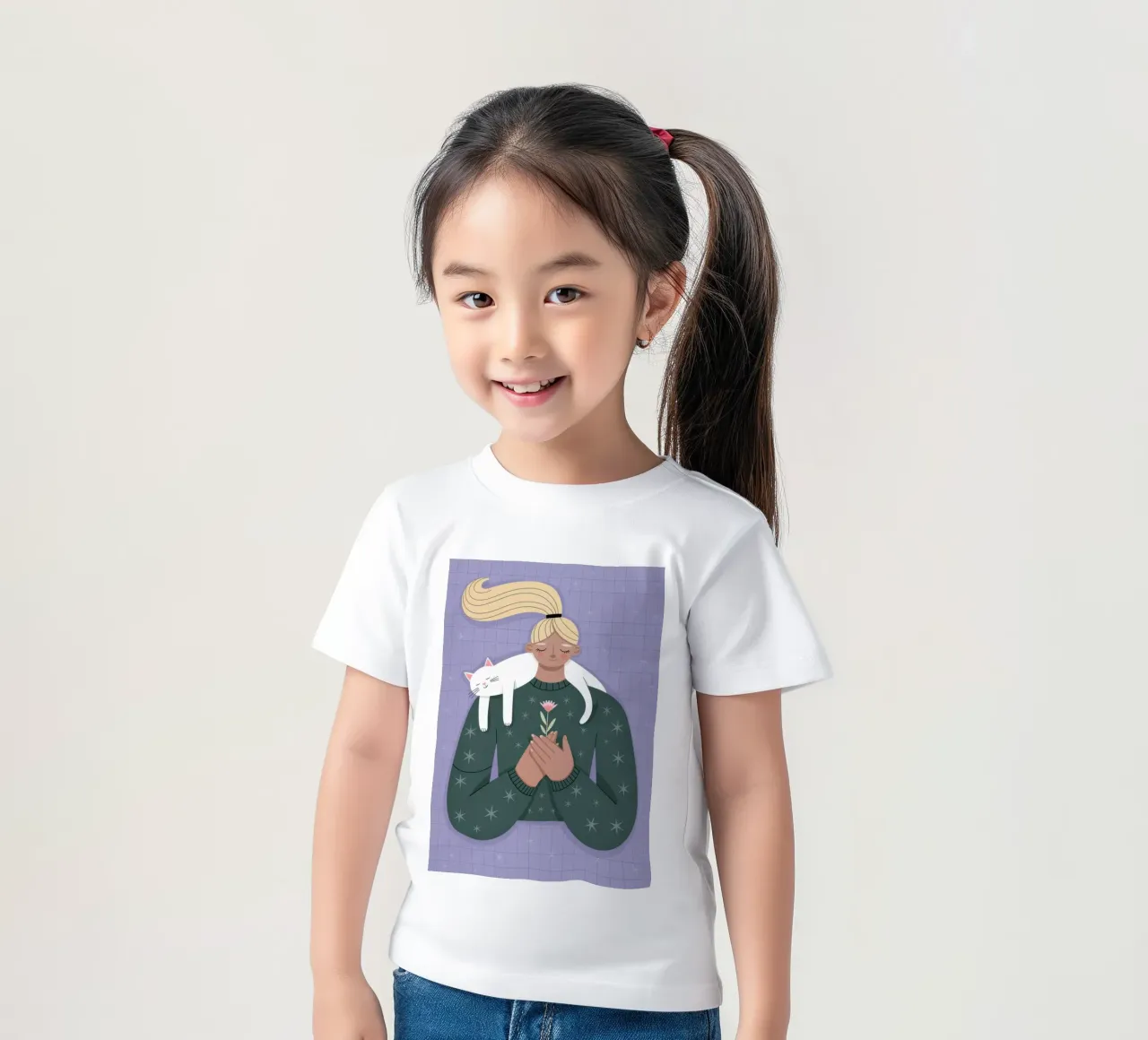 Gemütliche Katzenumarmung Kinder T-Shirt von Atelier Tiga