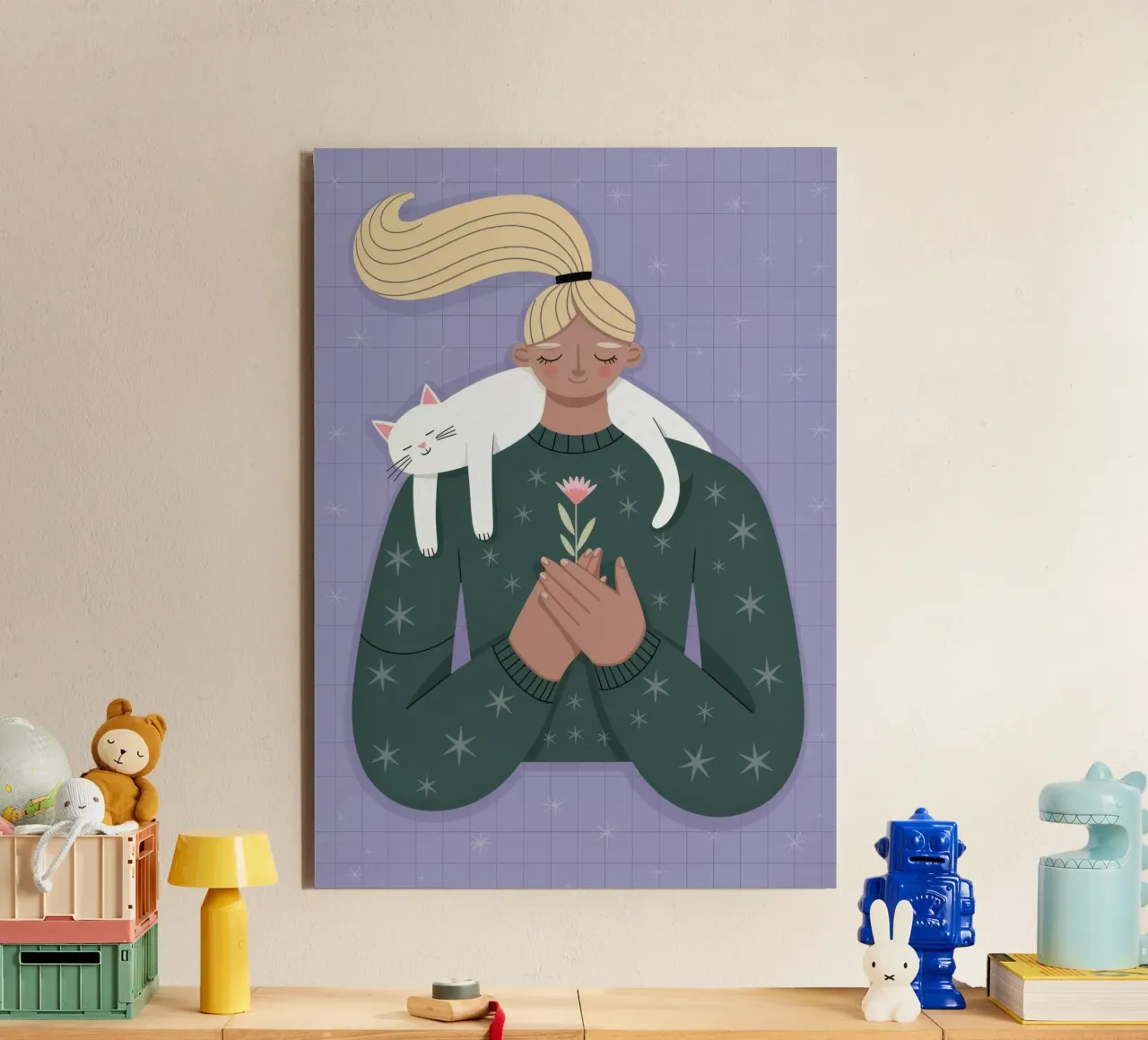 Accogliente abbraccio di gatto alluminio dibond da Atelier Tiga
