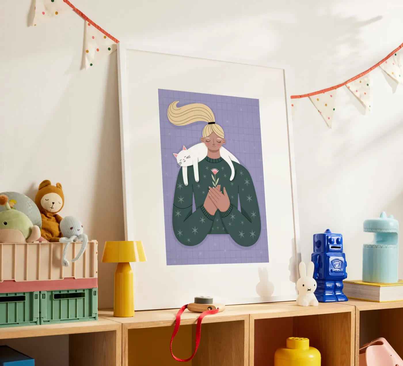 Cozy Cat Hug poster van Atelier Tiga