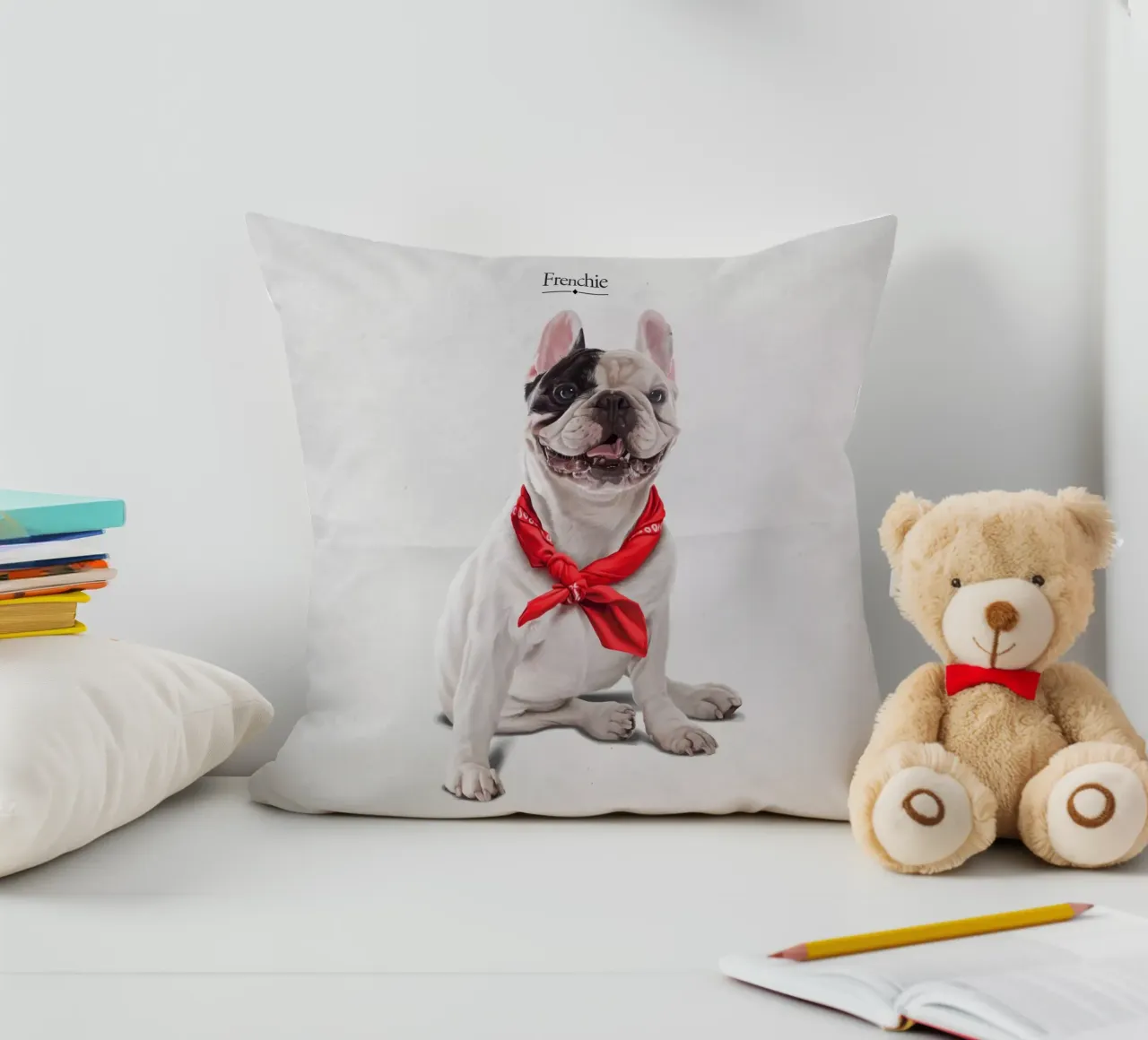 Frenchie (Titled) cuscino da Rob Art | Illustration