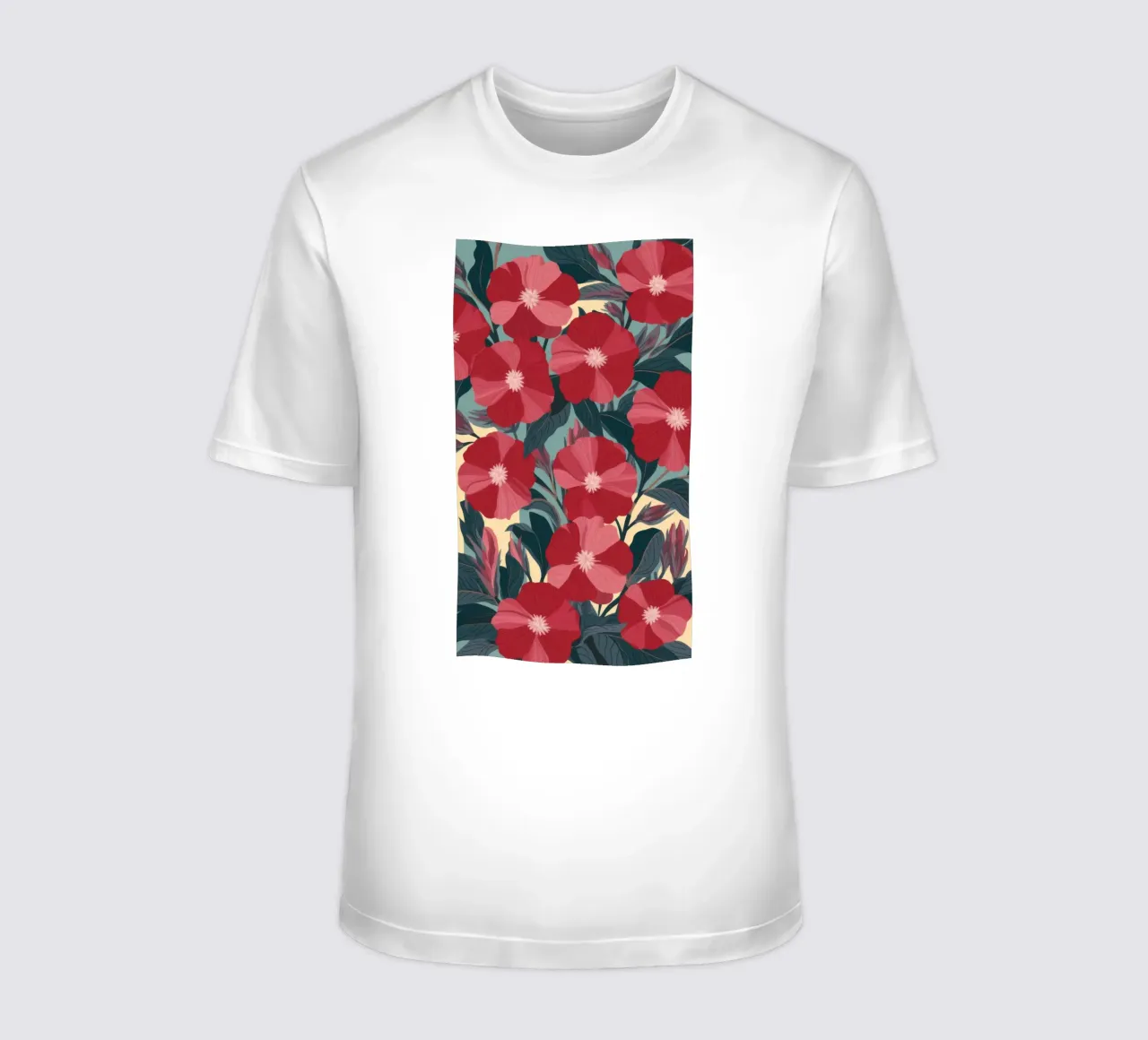 Radiant Red Blossoms t-shirt by Atelier Tiga