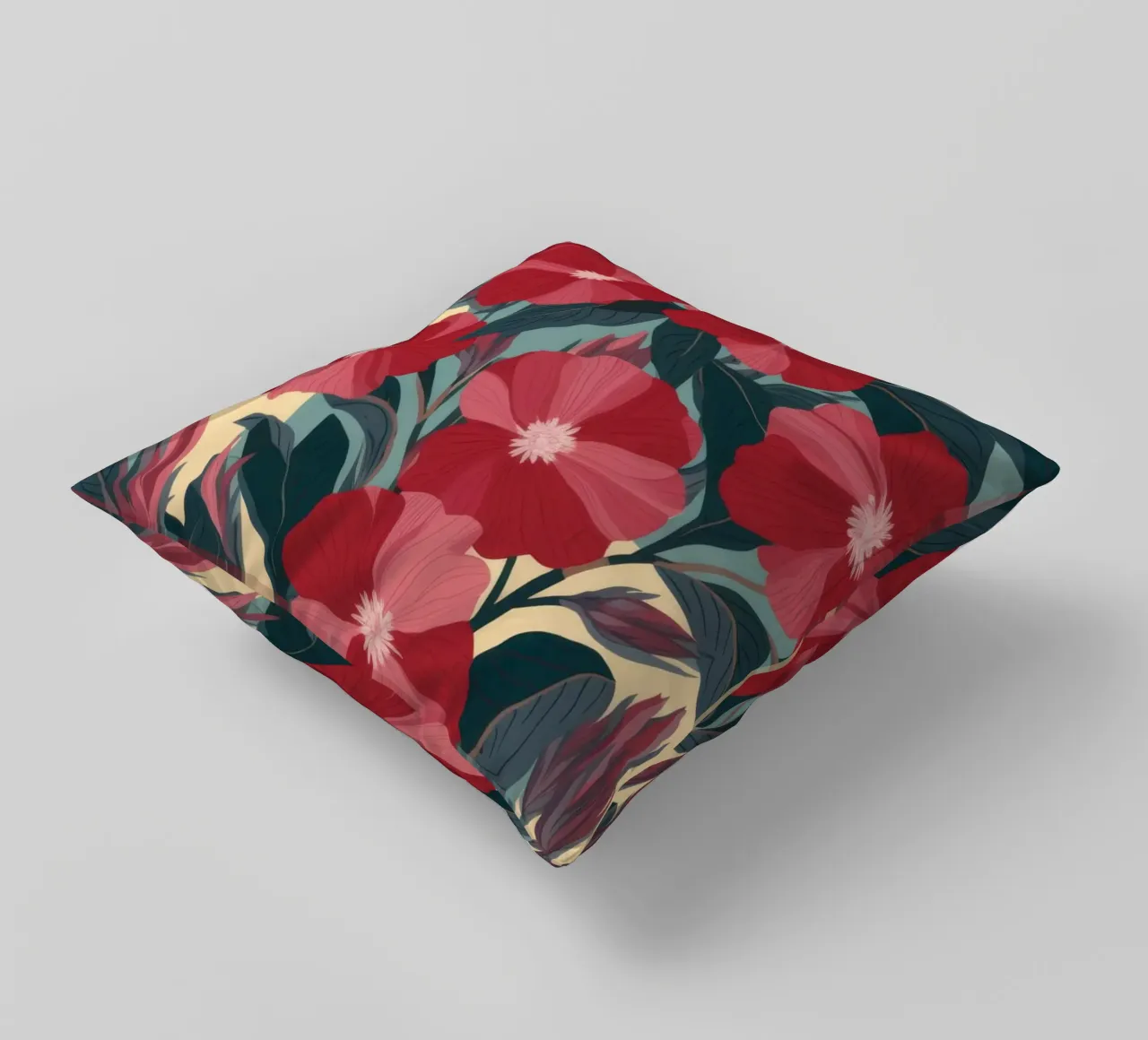Fiori rossi radiosi cuscino da Atelier Tiga