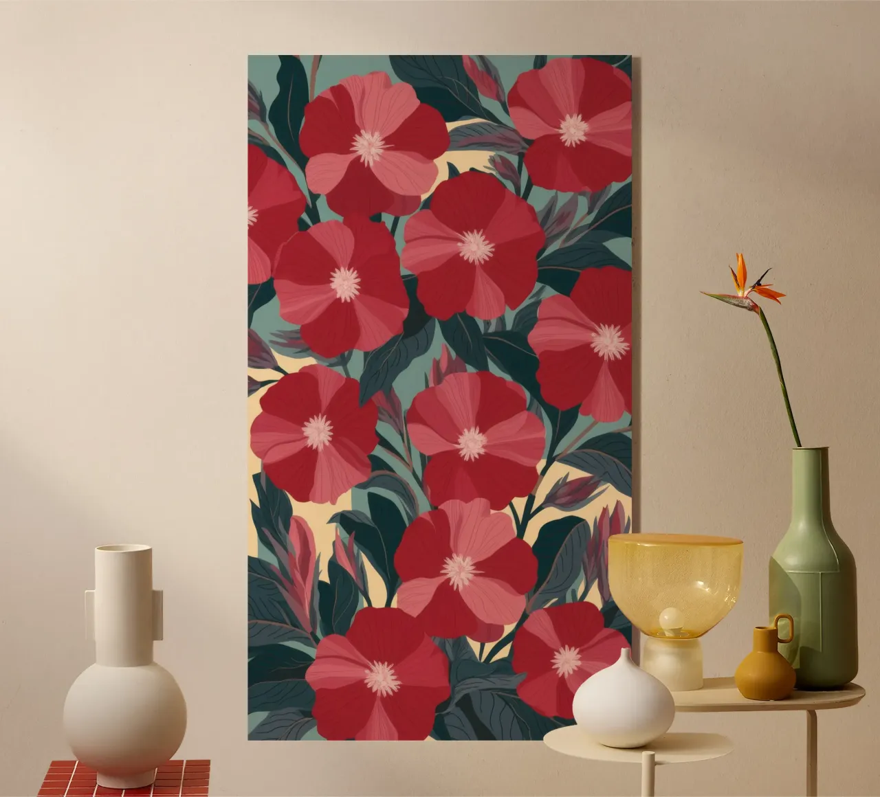 Fleurs d'un rouge éclatant plexiglas de Atelier Tiga