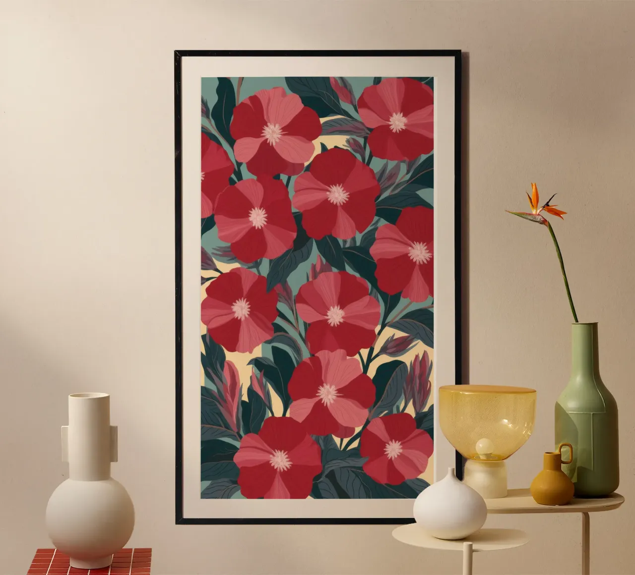 Fiori rossi radiosi carta hahnemühle da Atelier Tiga