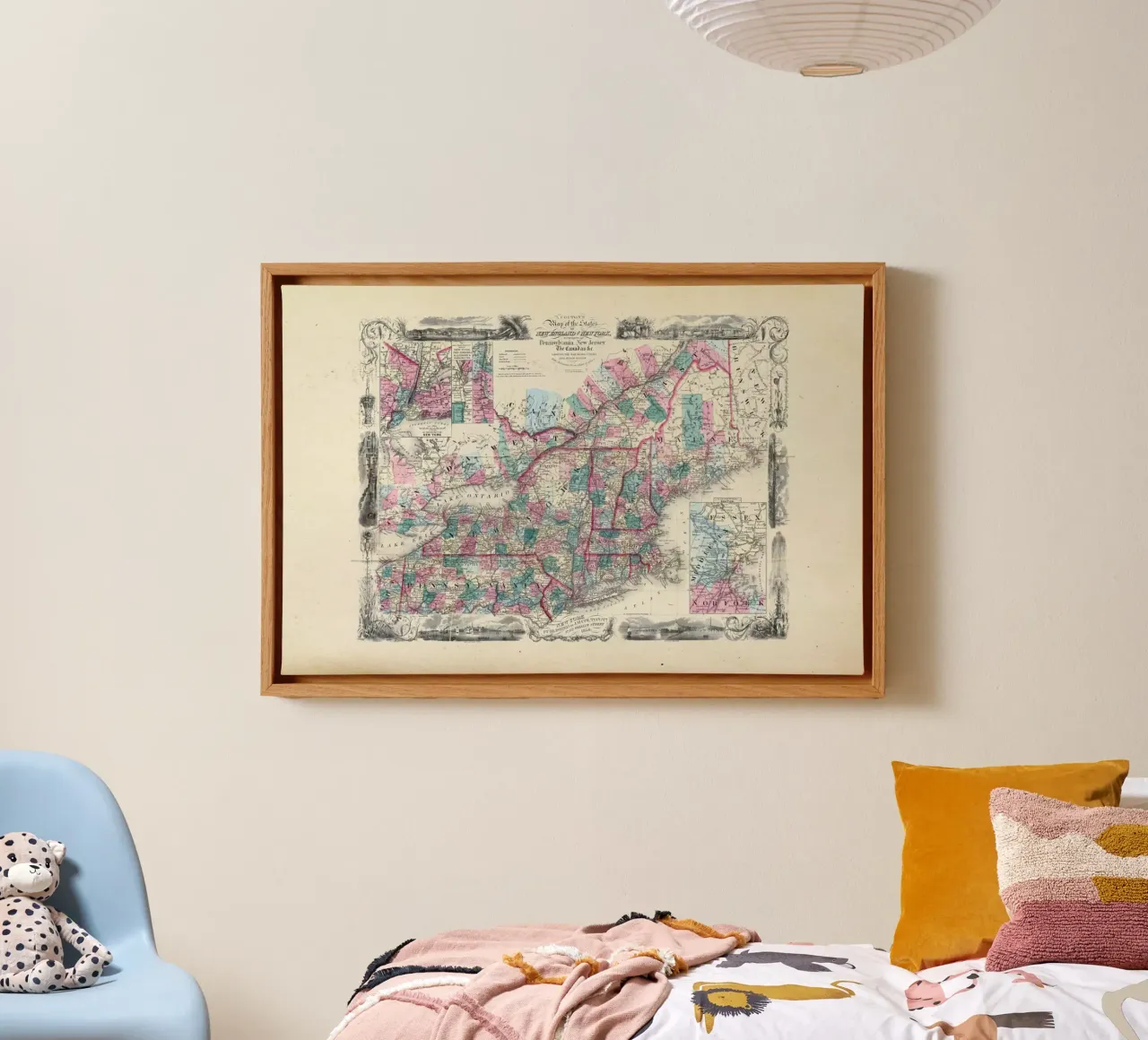 Pocket Map Of New England And New York tela con Cornice a cassetta da Artokoloro Quint Lox Ltd