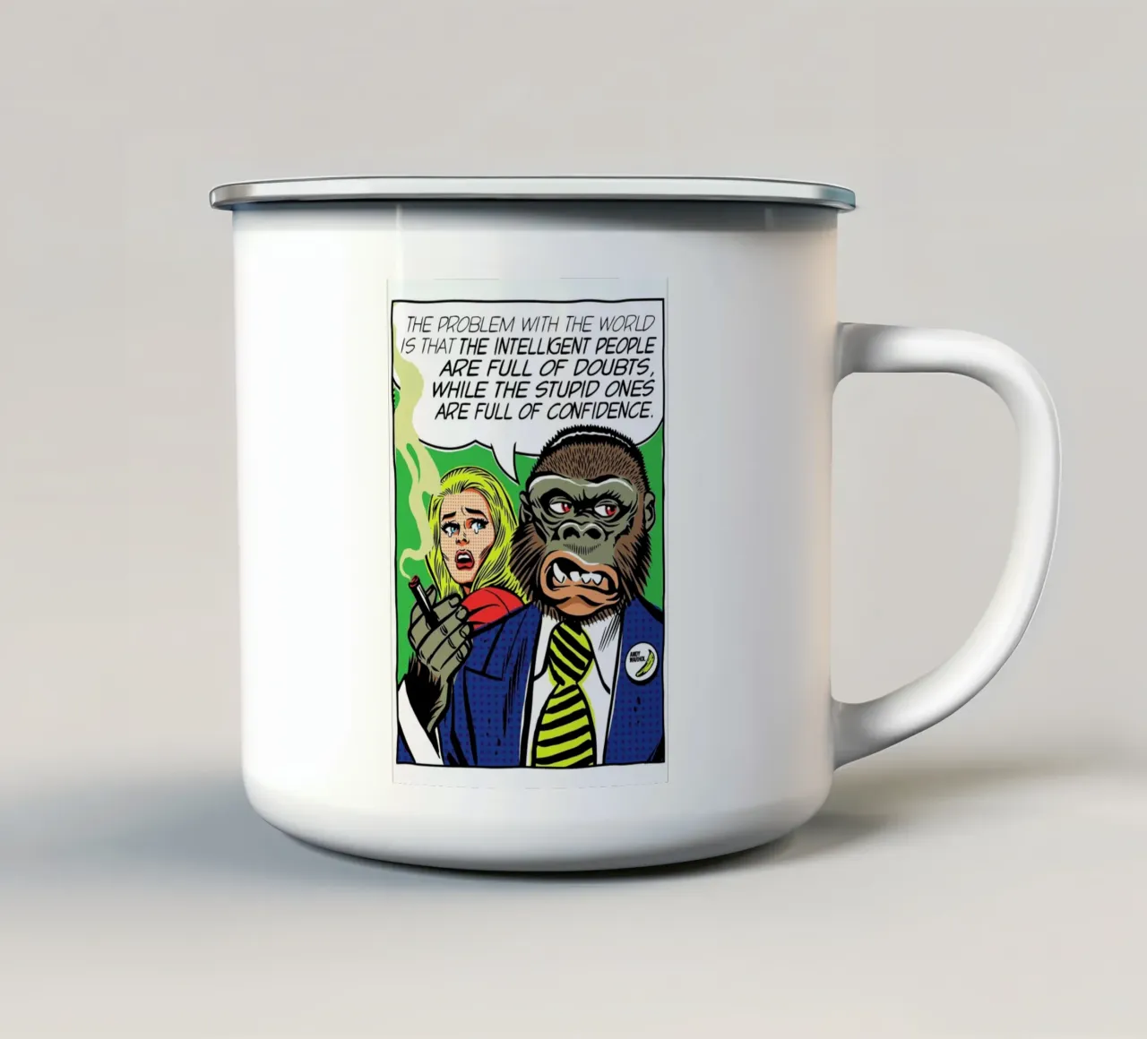 The Problem With The World mug en émail de Butcher Billy