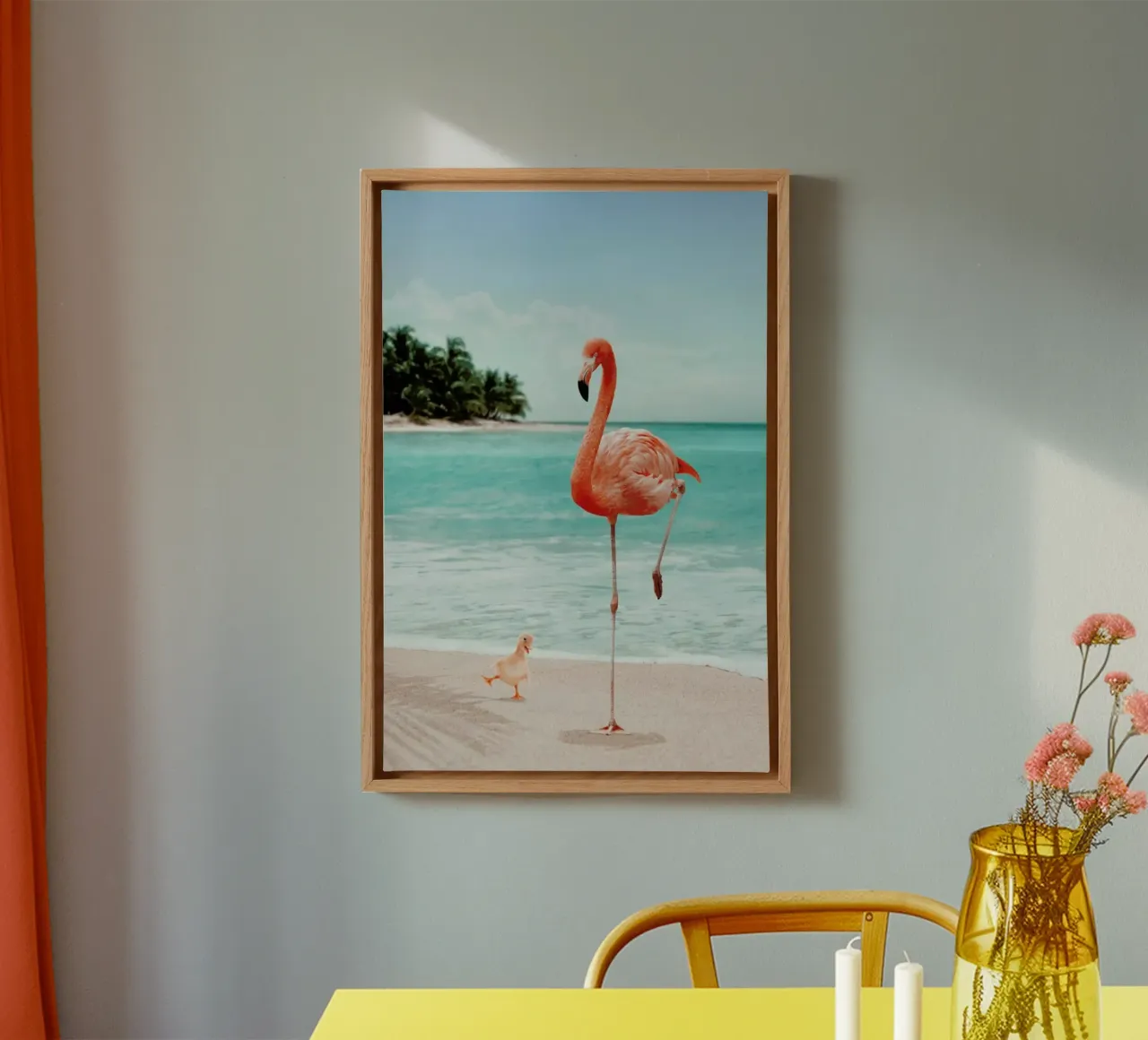 Wannabe Flamingo tela con Cornice a cassetta da Jonas Loose