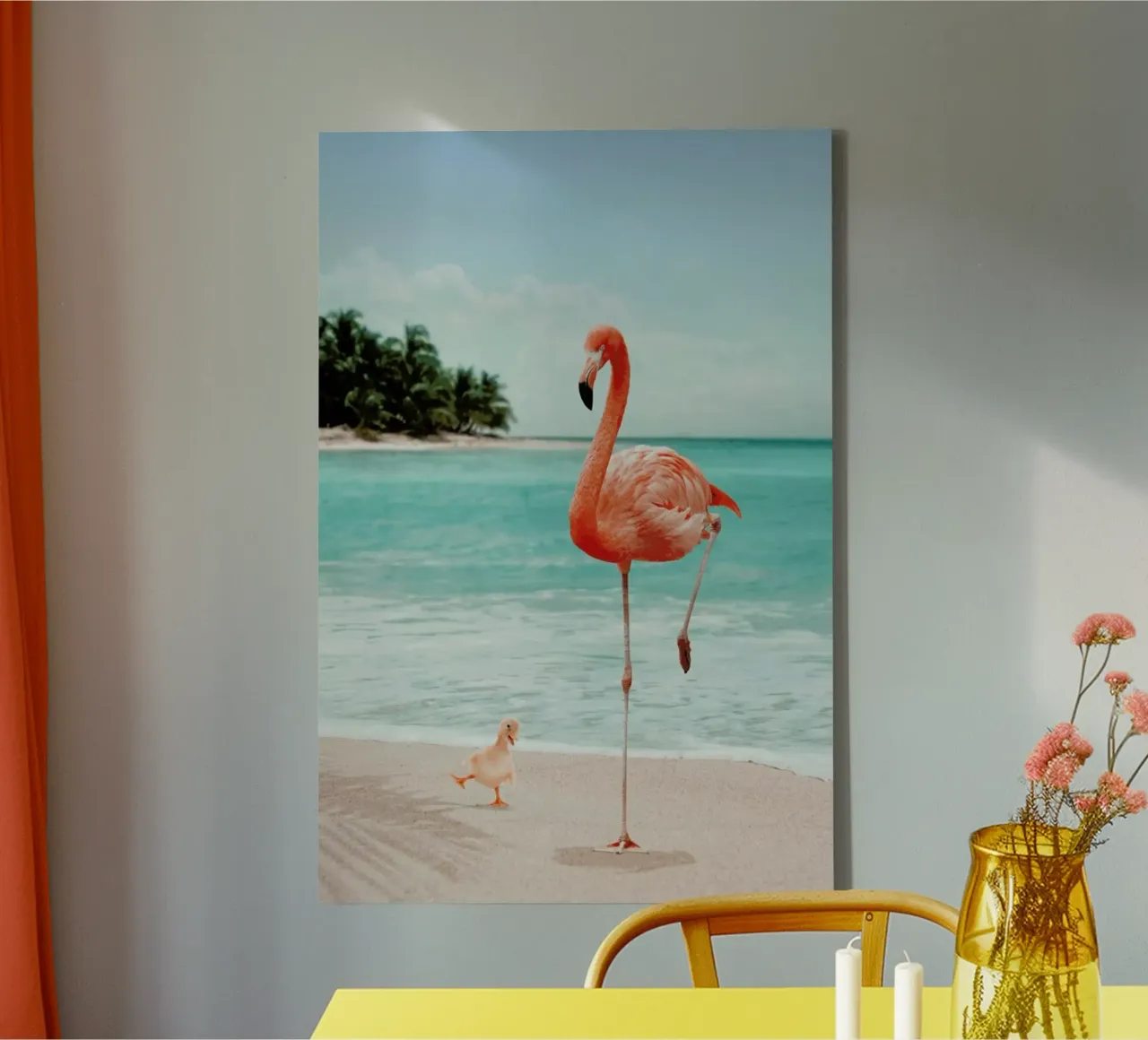 Wannabe Flamingo tela con Cornice a cassetta da Jonas Loose