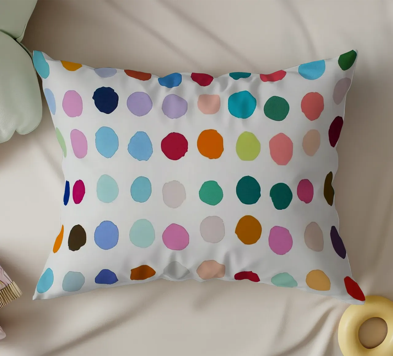 Polkadots Puntini astratti Bianco Colorato Colorato Minimale cuscino da Nikis Art Studio