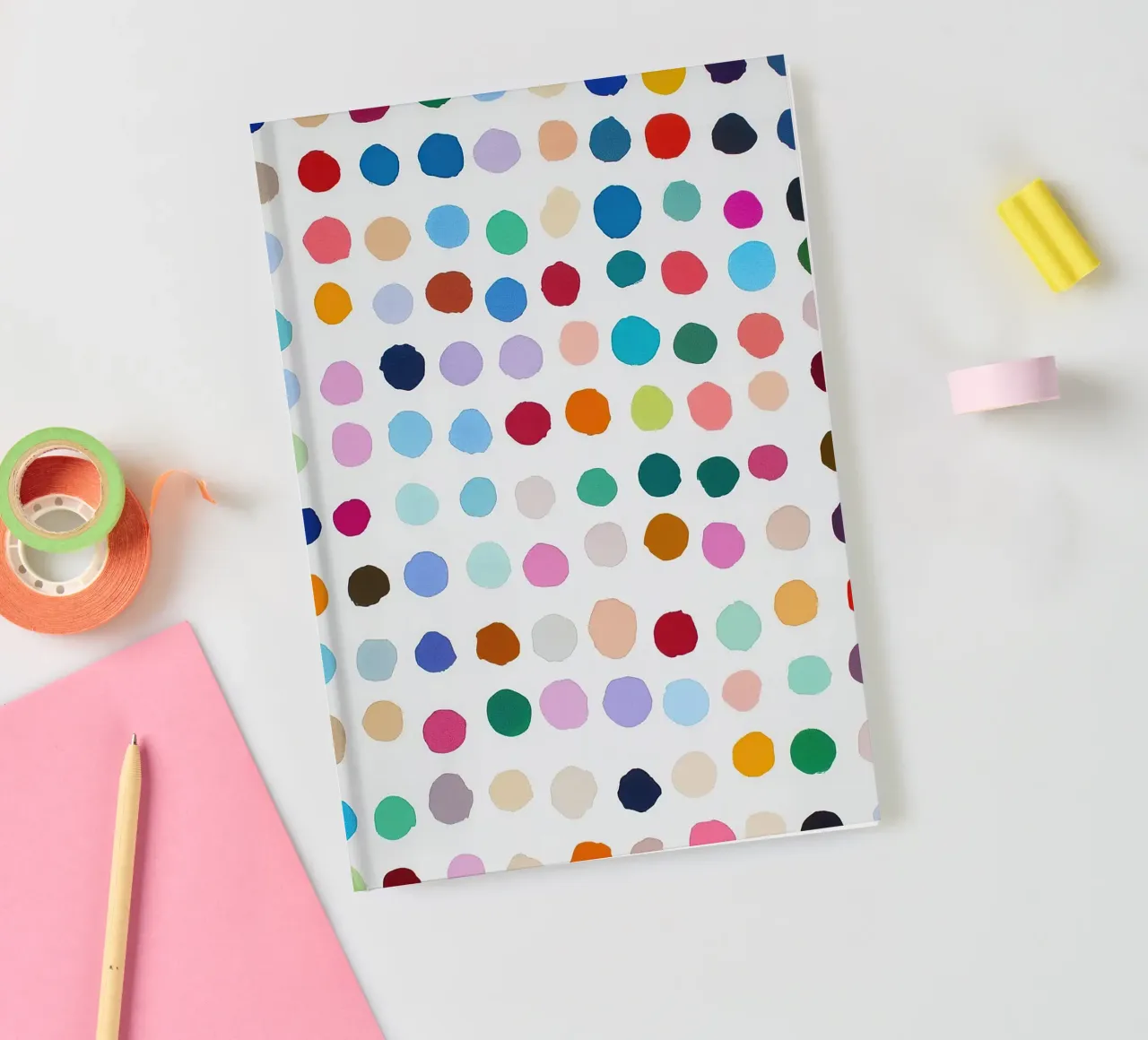 Polkadots Abstract Dots White Colourful Colourful Minimal notebook by Nikis Art Studio