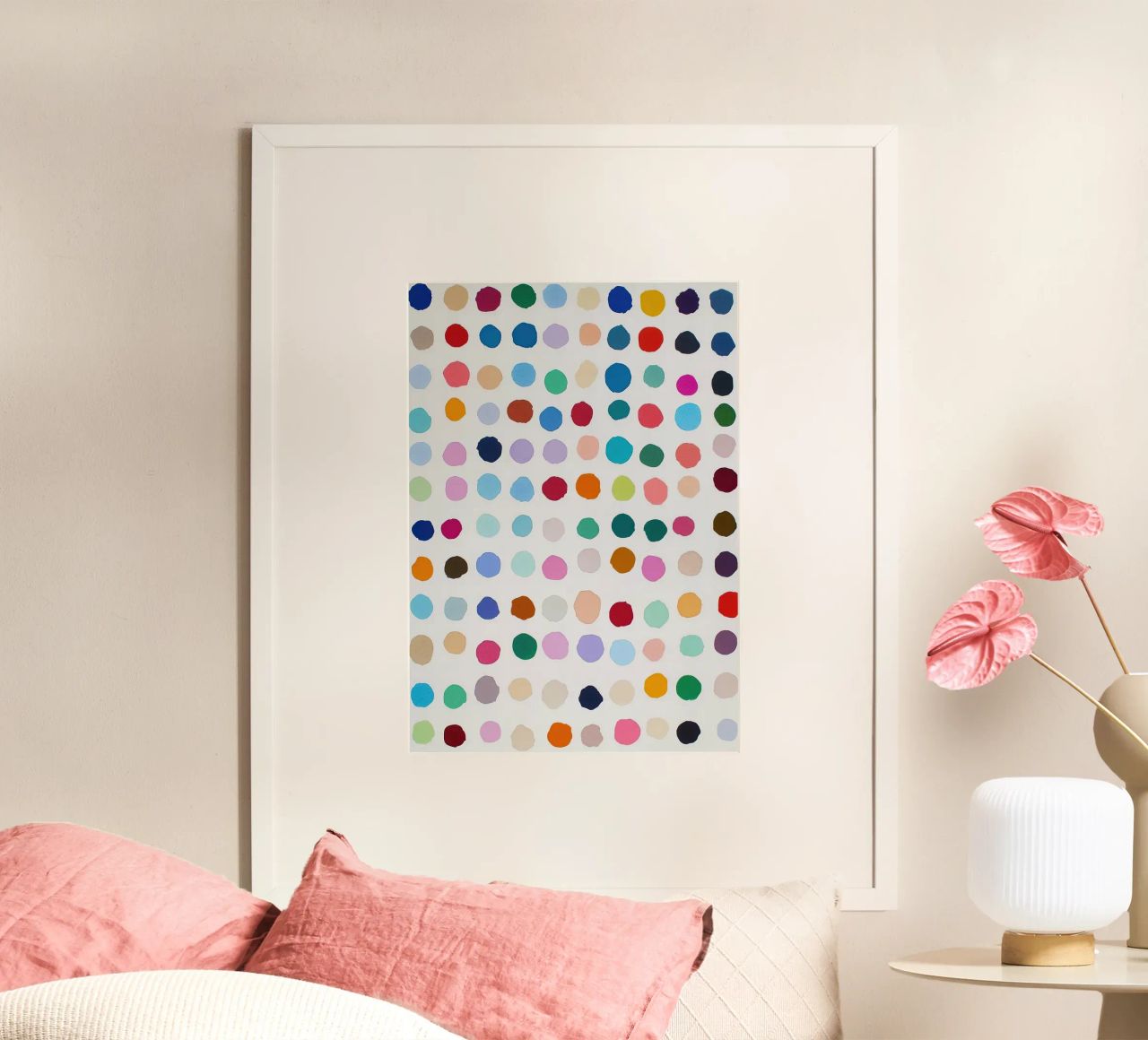 Polkadots Abstrakt Punkte Weiß Bunt Farbenfroh Minimal Poster von Nikis Art Studio