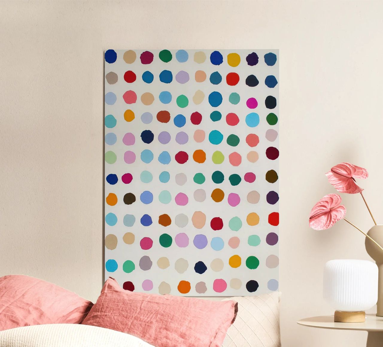 Polkadots Abstrakt Punkte Weiß Bunt Farbenfroh Minimal Poster von Nikis Art Studio