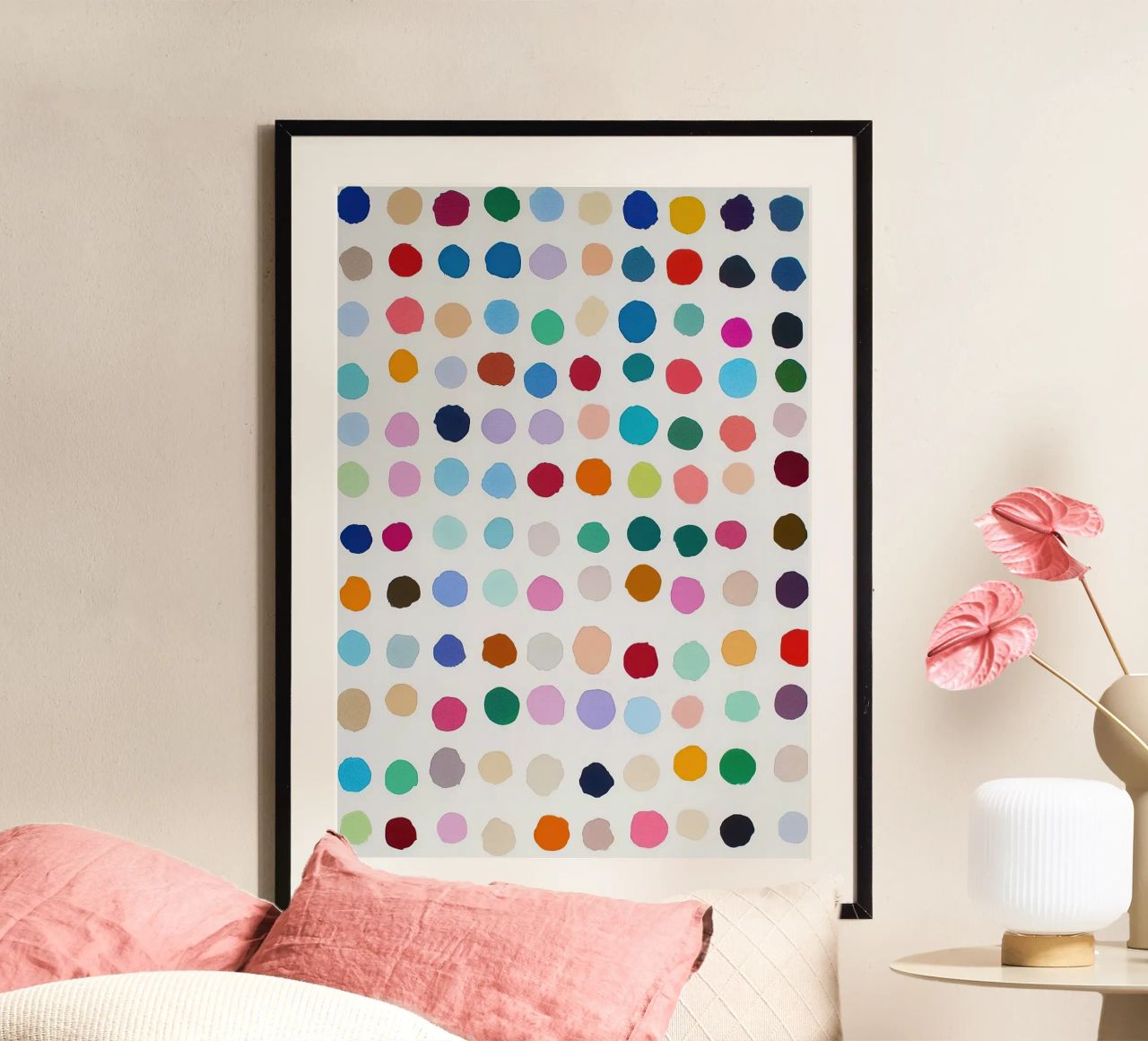 Polkadots Abstrakt Punkte Weiß Bunt Farbenfroh Minimal Poster von Nikis Art Studio