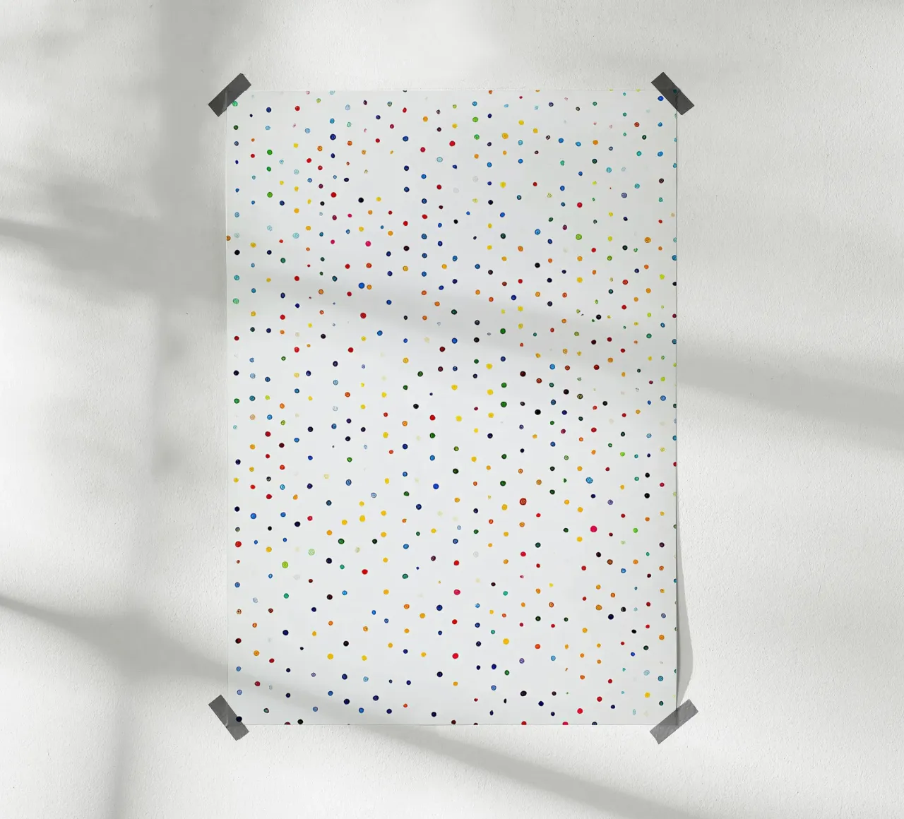 Polkadots Puntini astratti Bianco Colorato Colorato Minimale poster con telaio in legno da Nikis Art Studio