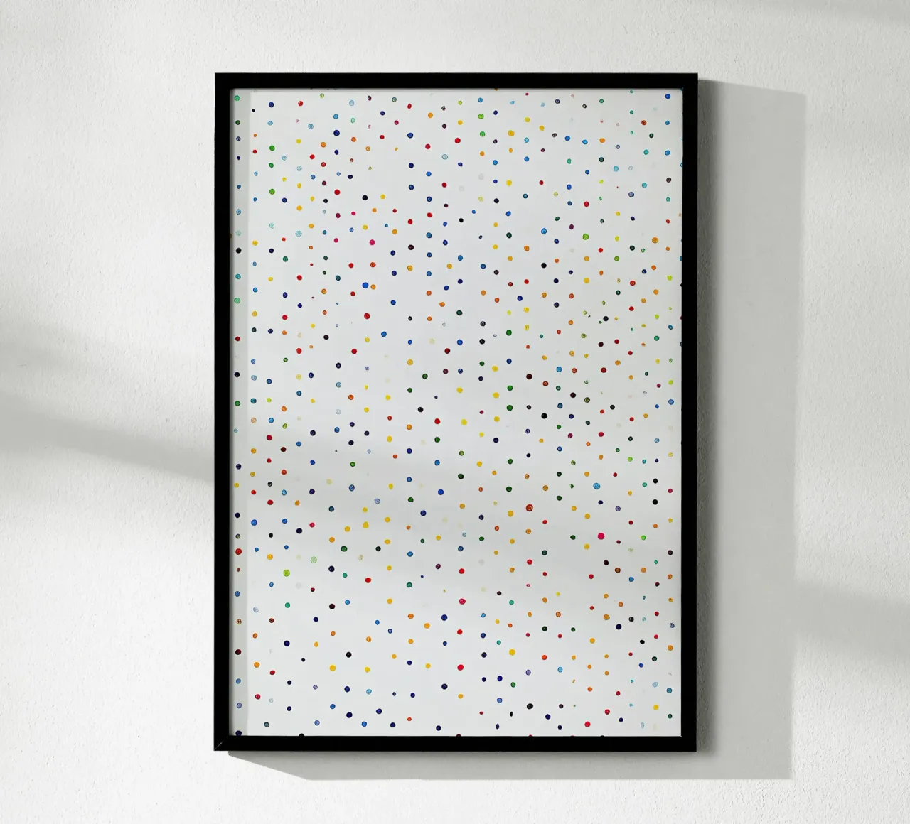Polkadots Puntini astratti Bianco Colorato Colorato Minimale poster con telaio in legno da Nikis Art Studio