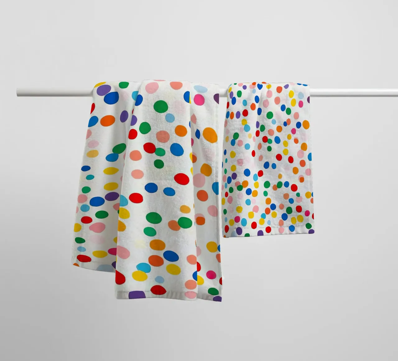 Polkadots Abstract Dots White Colourful Colourful Minimal towel by Nikis Art Studio