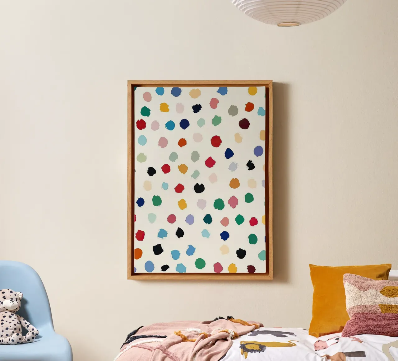 Polkadots Abstrait Points Blancs Coloré Minimal toile avec Caisse américaine de Nikis Art Studio