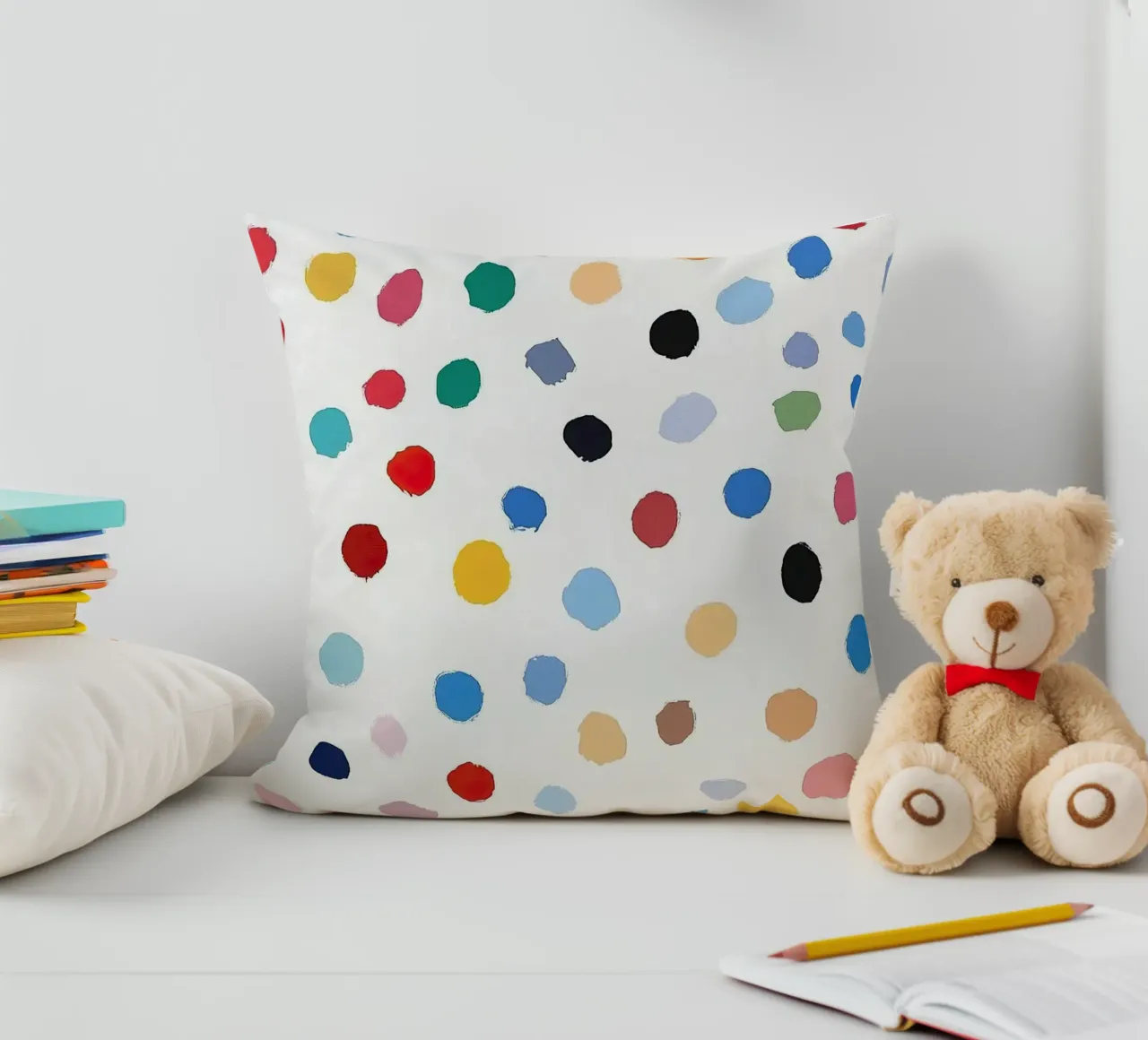 Polkadots Puntini astratti Bianco Colorato Colorato Minimale cuscino da Nikis Art Studio
