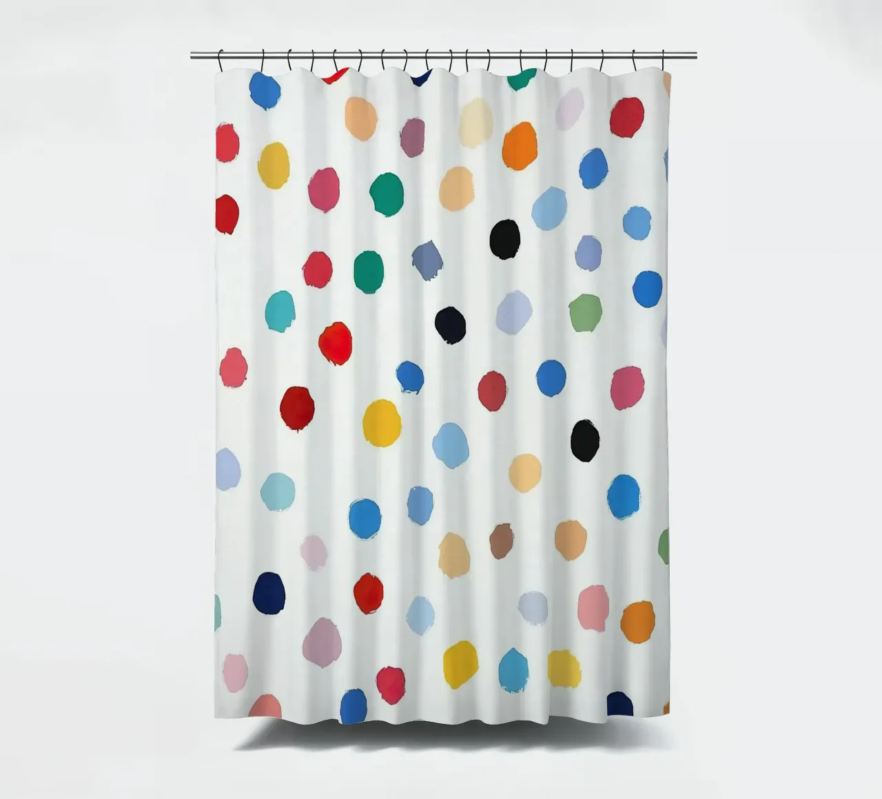 Polkadots Abstract Dots White Colourful Colourful Minimal shower curtain by Nikis Art Studio
